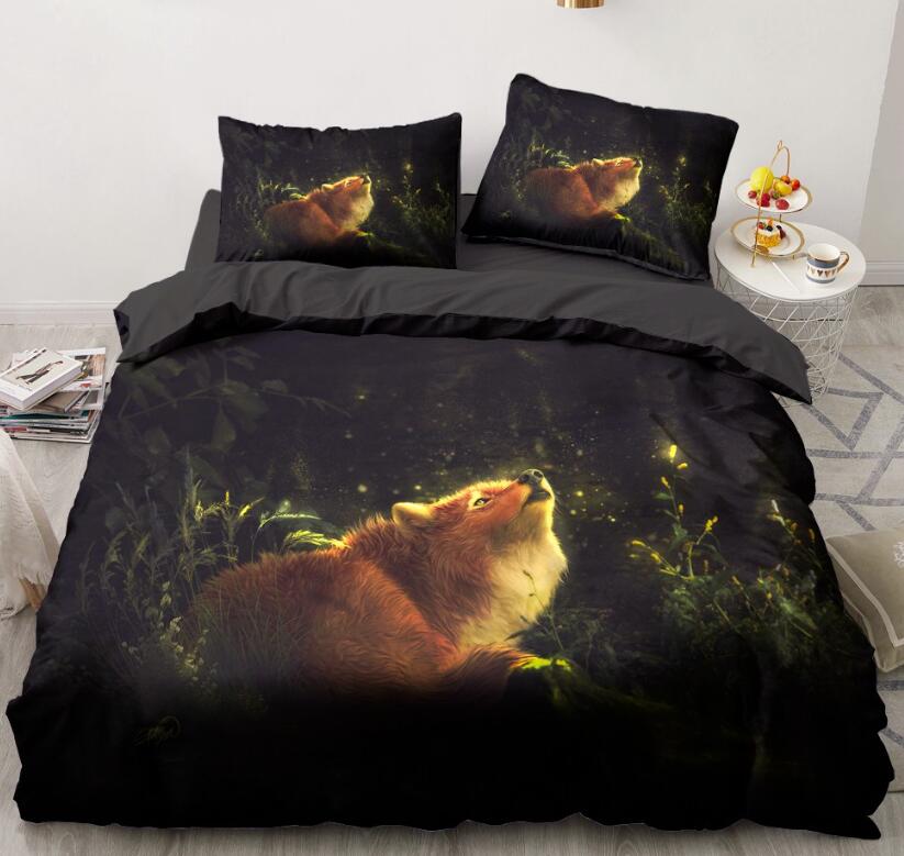 3D Fox Lying Down 8015 Bed Pillowcases Quilt