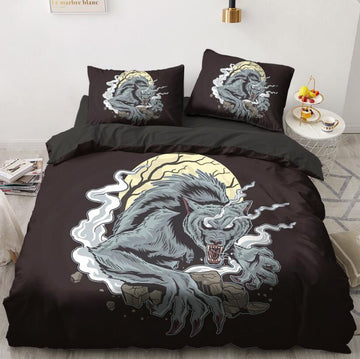 3D Moon Wolf 9125 Bed Pillowcases Quilt