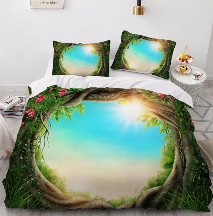 3D Tree Circle 8003 Bed Pillowcases Quilt