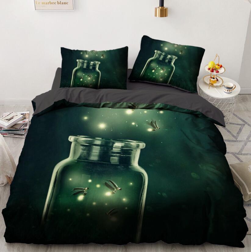 3D Glass Bottle Firefly 8007 Bed Pillowcases Quilt
