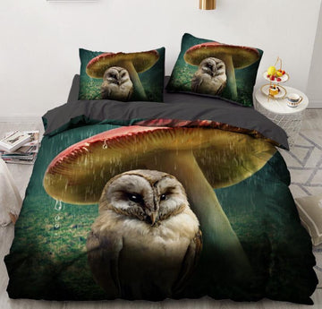 3D Owl Mushroom 8008 Bed Pillowcases Quilt