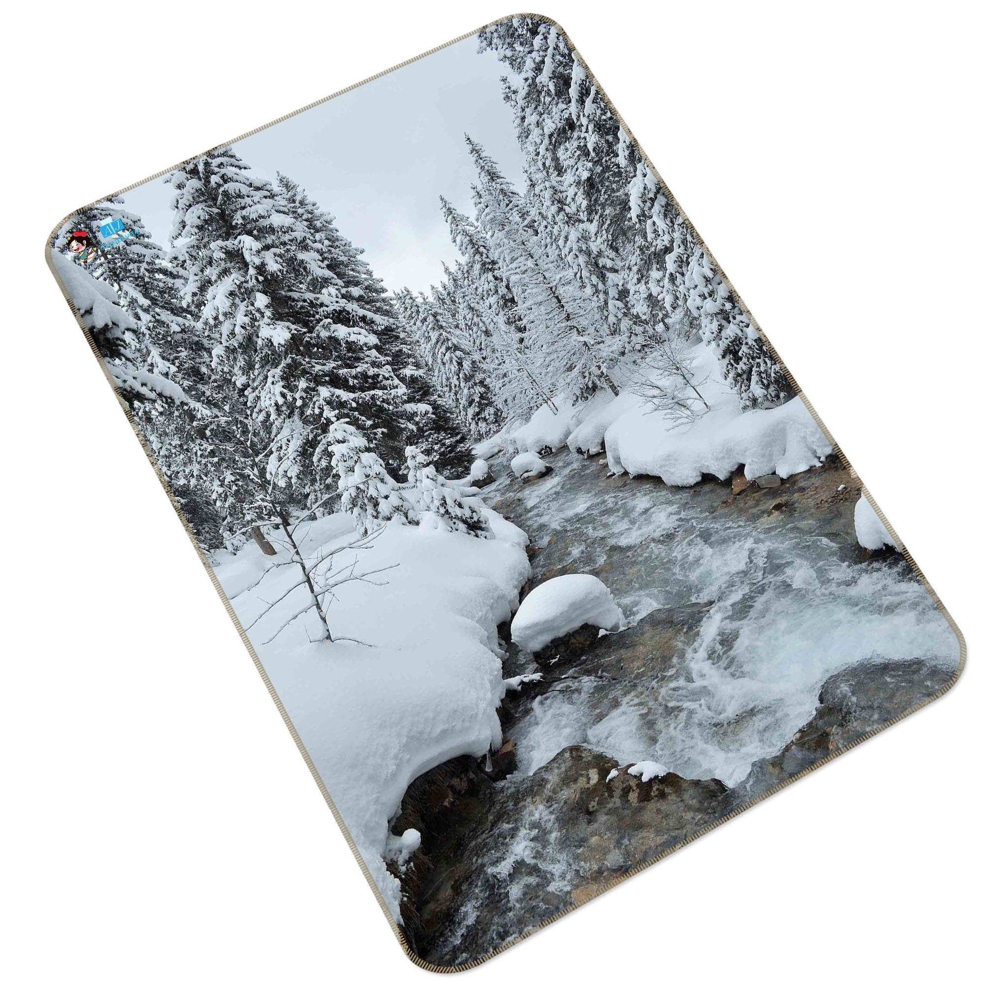 3D Snow Forest River 181 Non Slip Rug Mat Mat AJ Creativity Home 