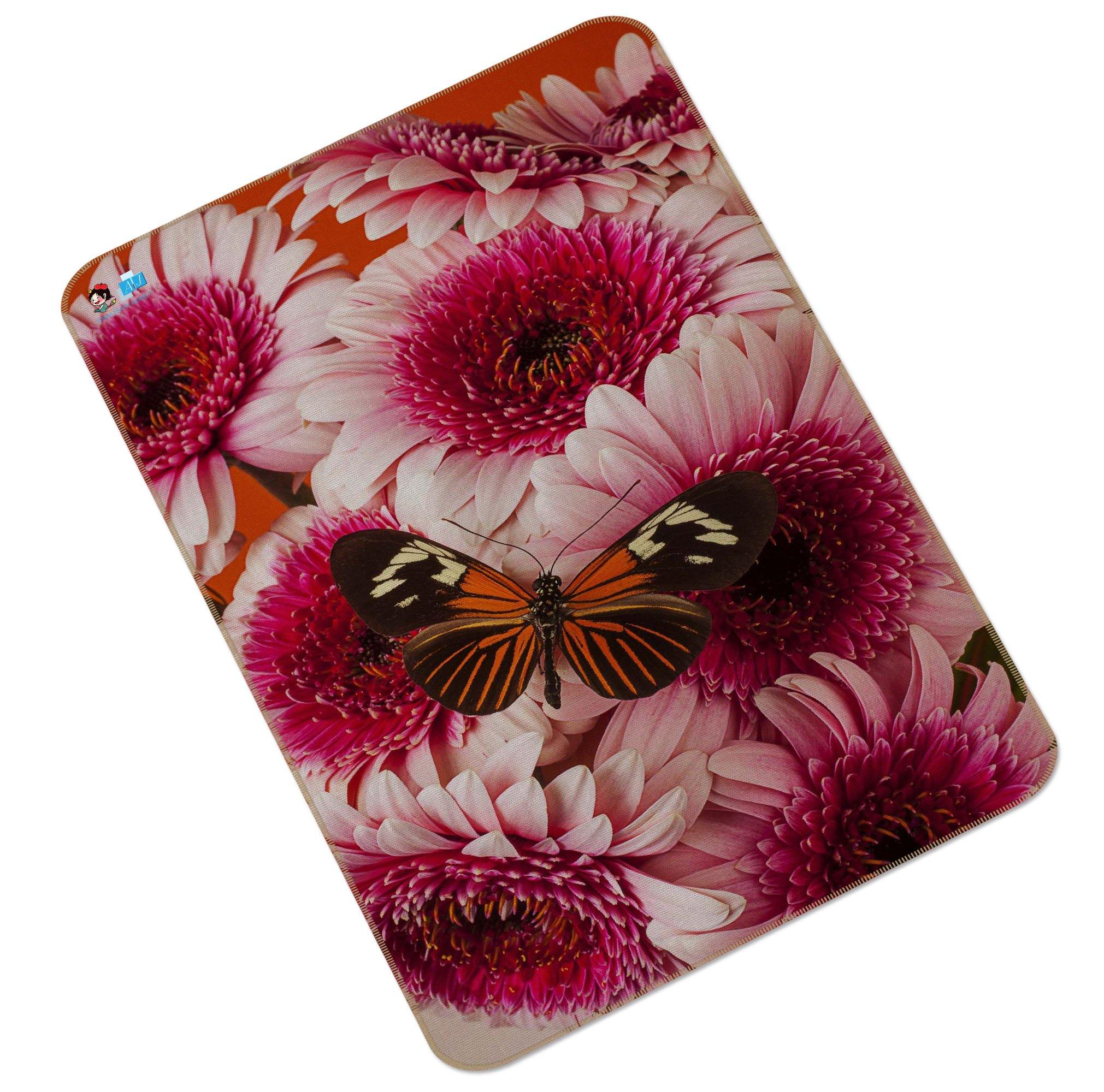 3D Red Flowers Butterfly 217 Non Slip Rug Mat Mat AJ Creativity Home 