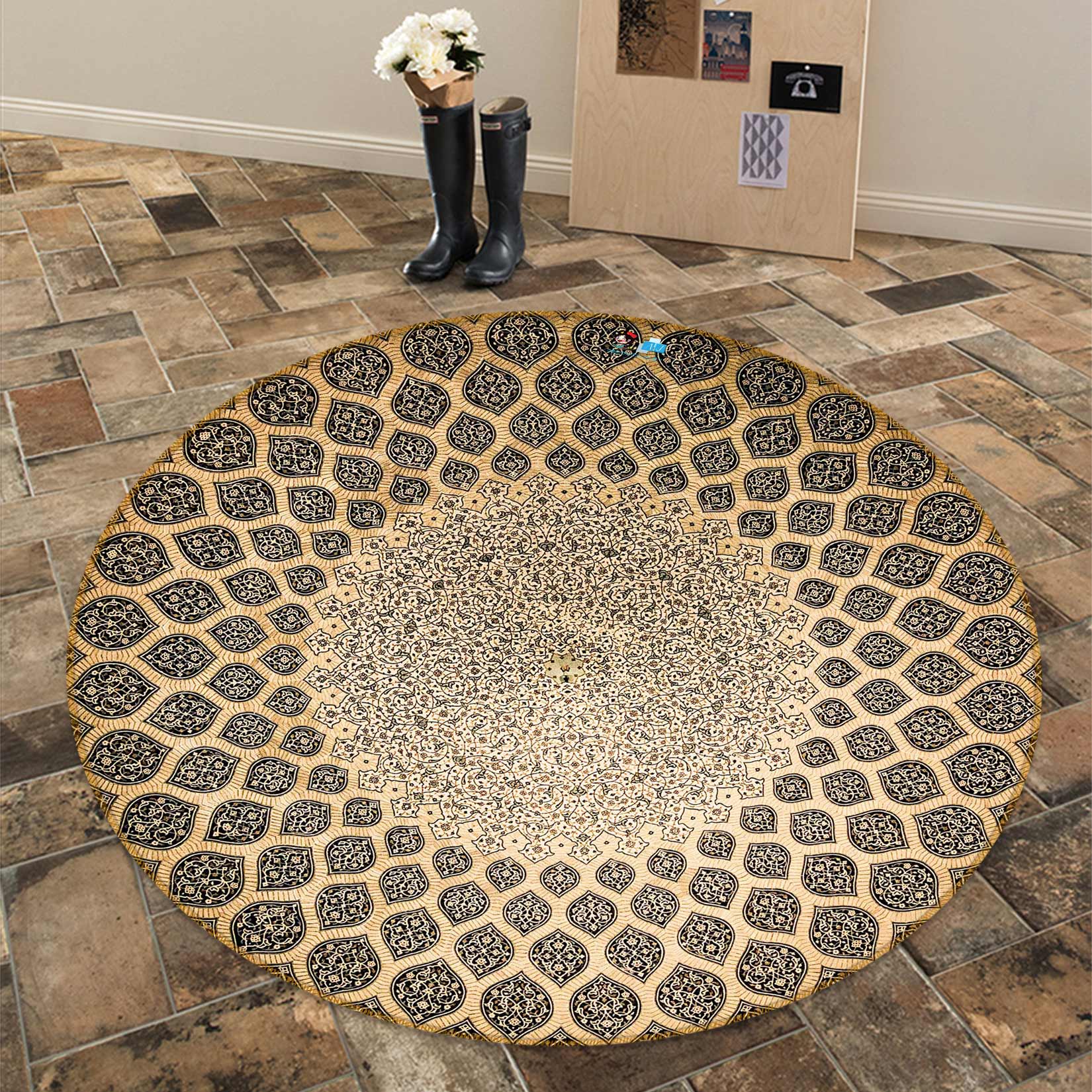 3D Pattern 72145 Round Non Slip Rug Mat