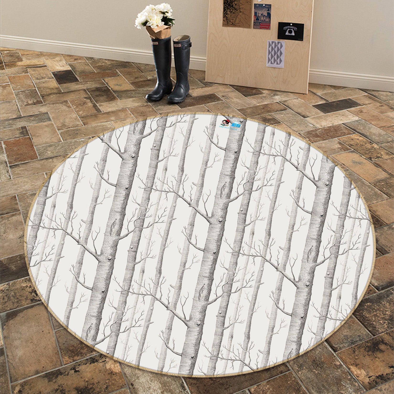 3D Forest 74067 Round Non Slip Rug Mat