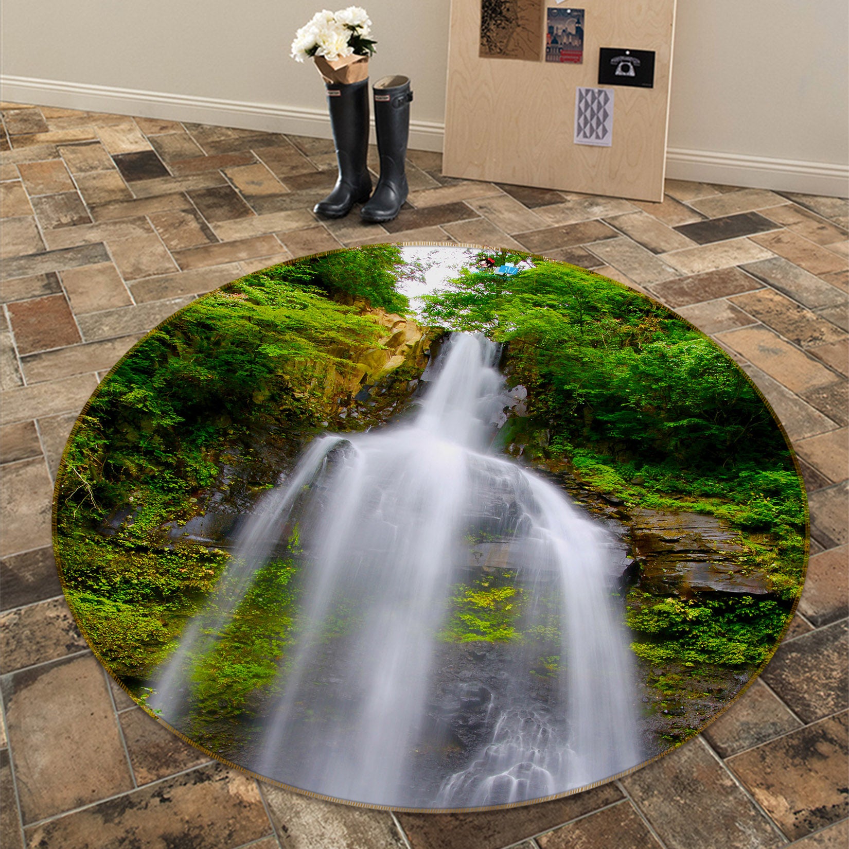 3D Mountains 69112 Round Non Slip Rug Mat