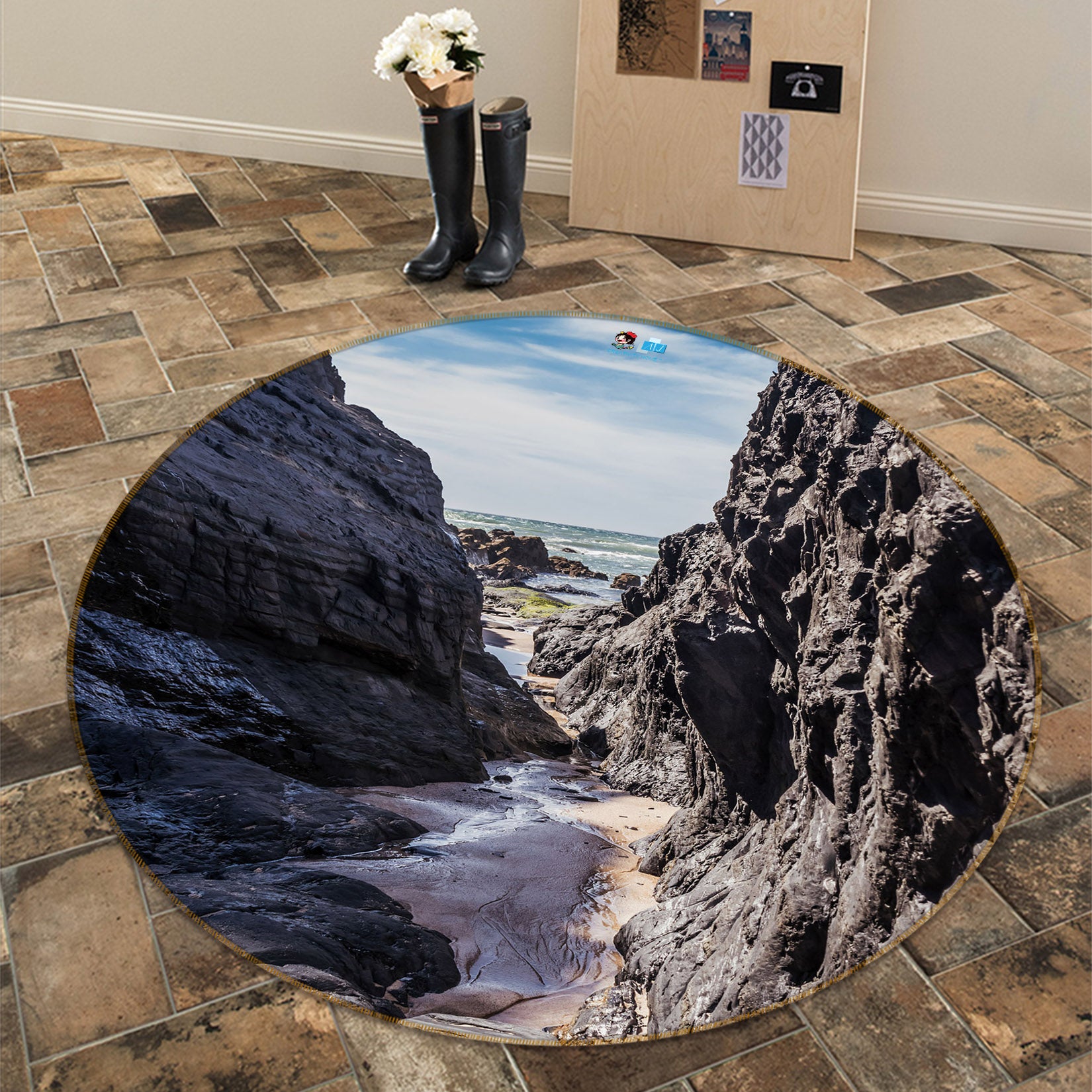 3D Mountains Rivers 69216 Round Non Slip Rug Mat