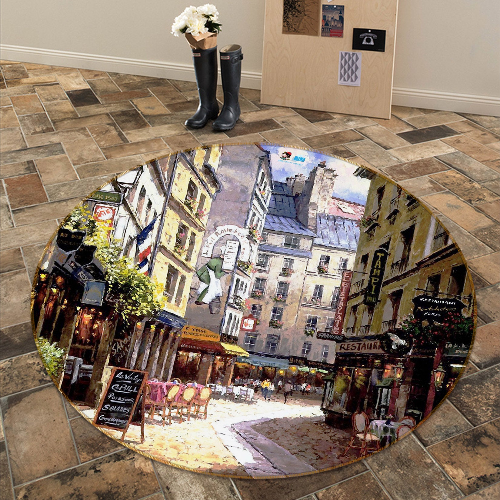 3D Street Town 74098 Round Non Slip Rug Mat