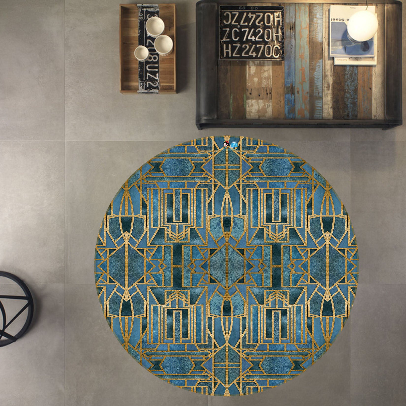 3D Golden Line Pattern 83045 Andrea haase Rug Round Non Slip Rug Mat