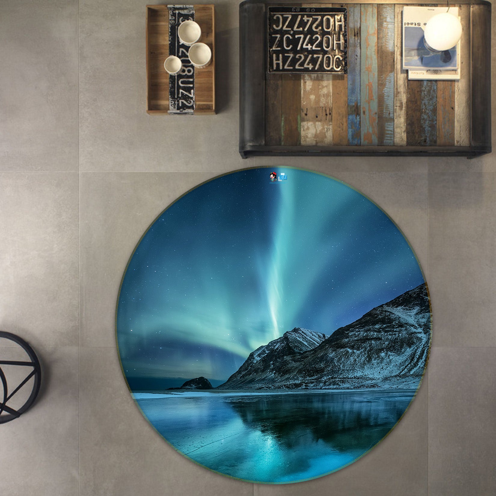 3D Aurora 69175 Round Non Slip Rug Mat