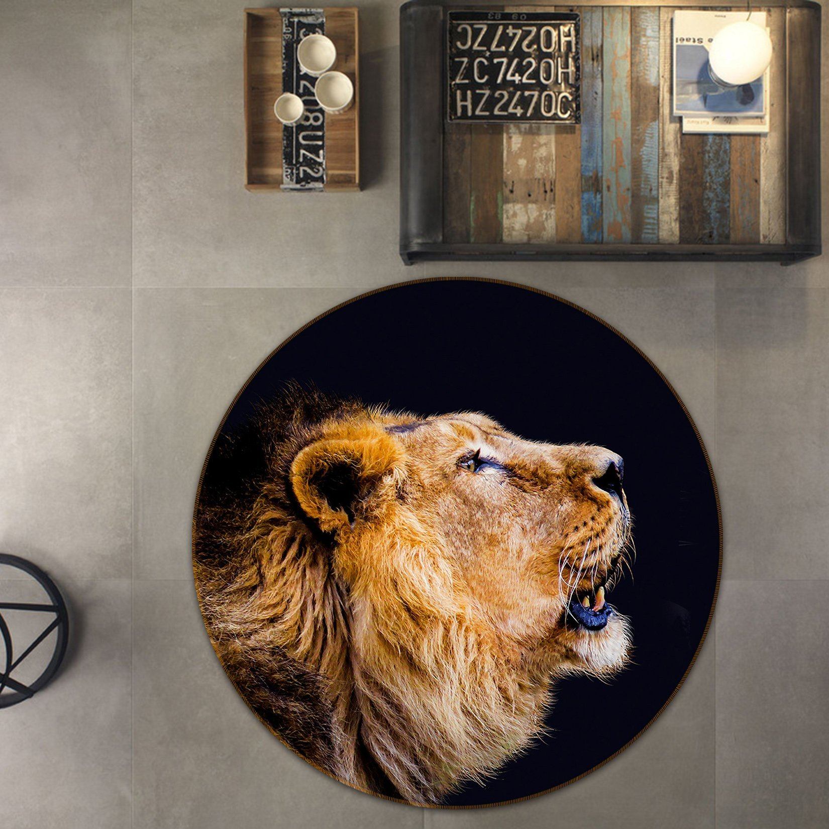 3D Lion Cub 018 Animal Round Non Slip Rug Mat Mat AJ Creativity Home 