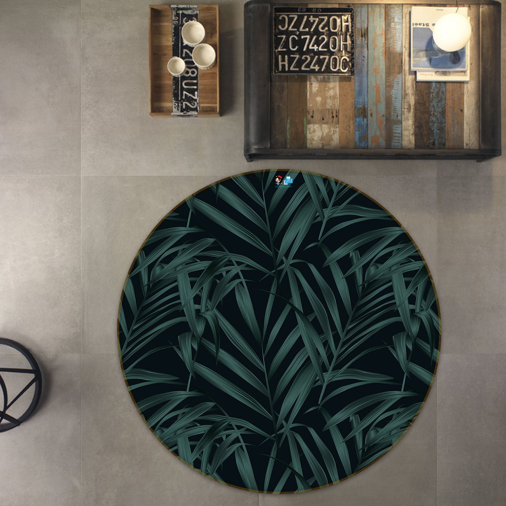 3D Leaves 69231 Round Non Slip Rug Mat