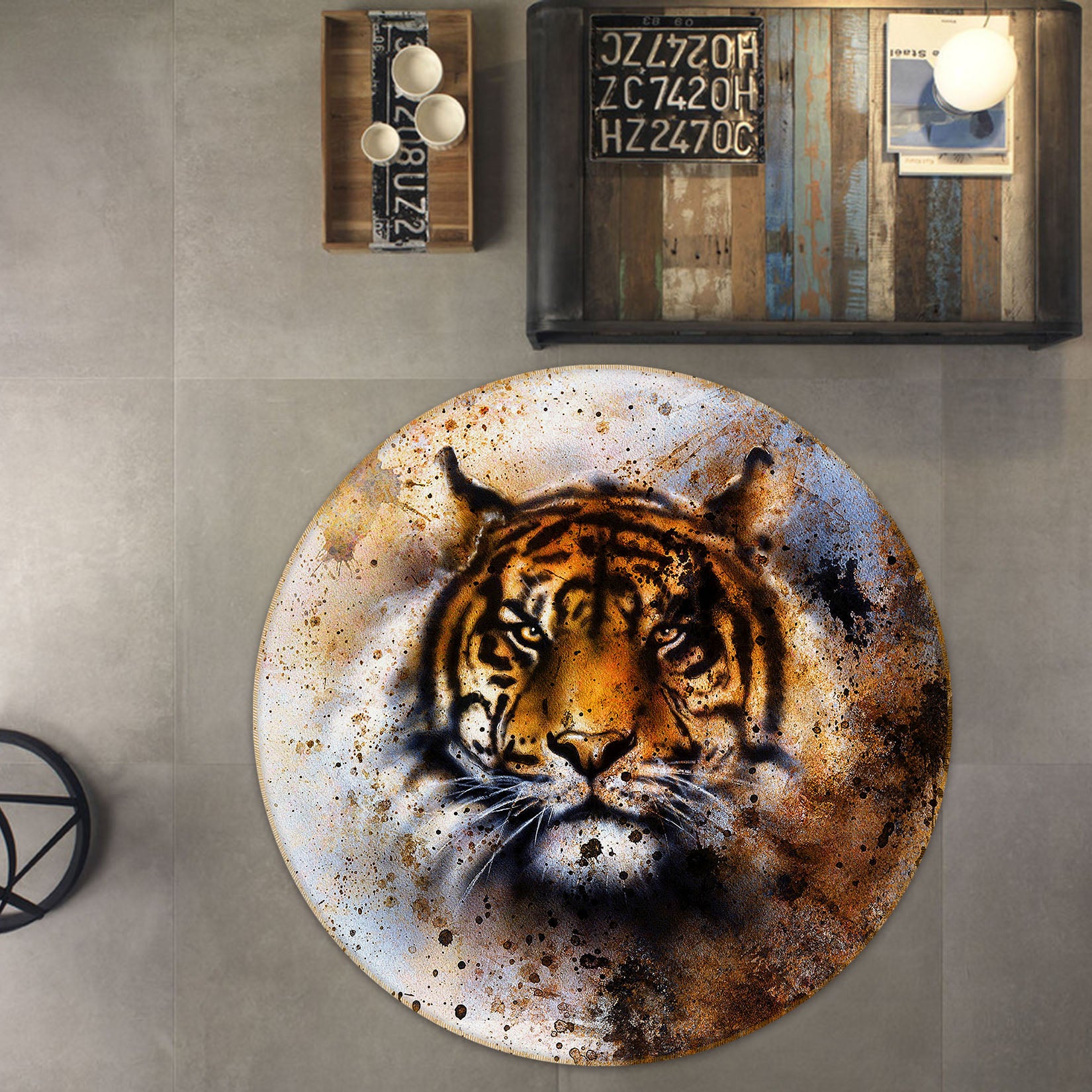 3D Tiger 37220 Animal Round Non Slip Rug Mat