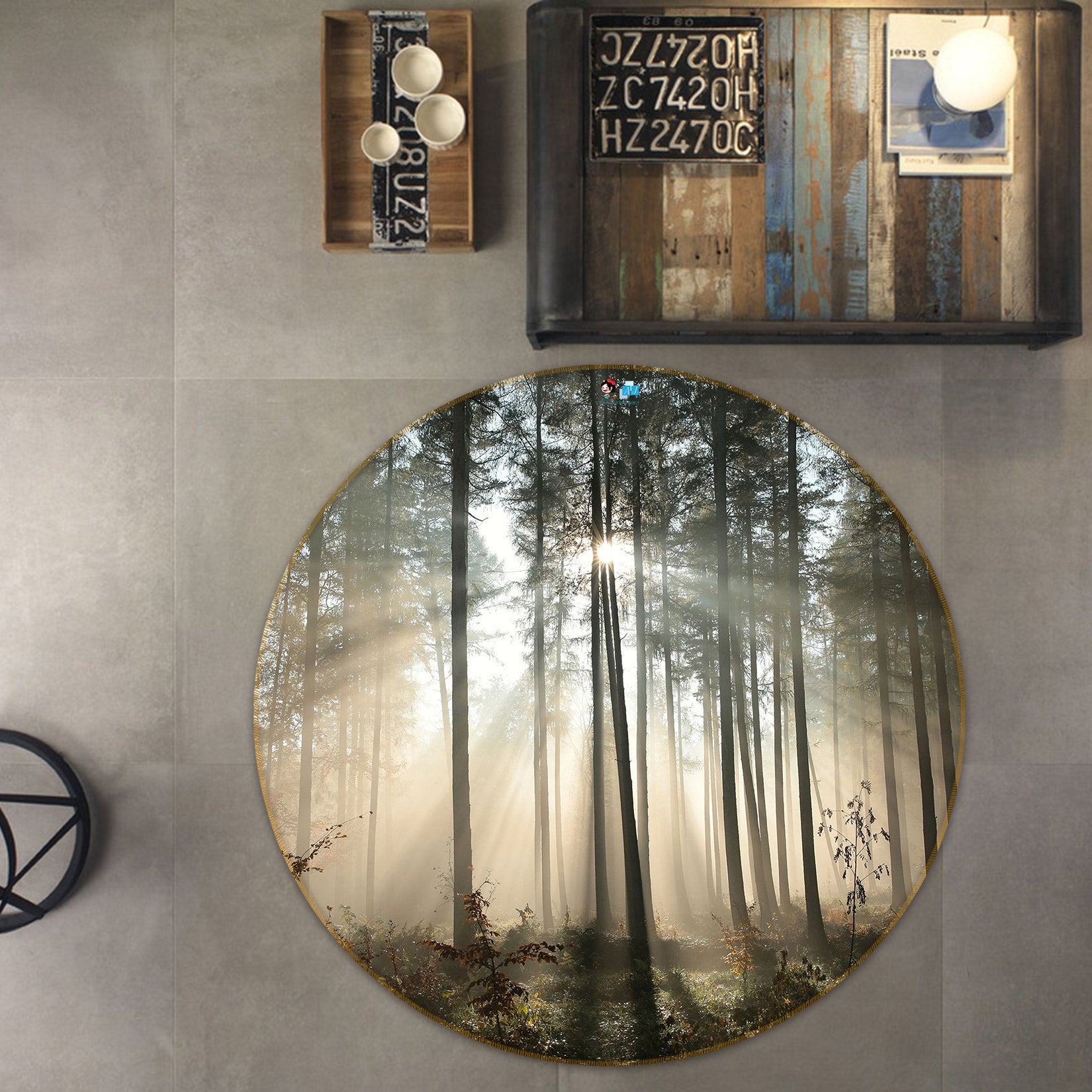 3D Woods Sunshine 72178 Round Non Slip Rug Mat