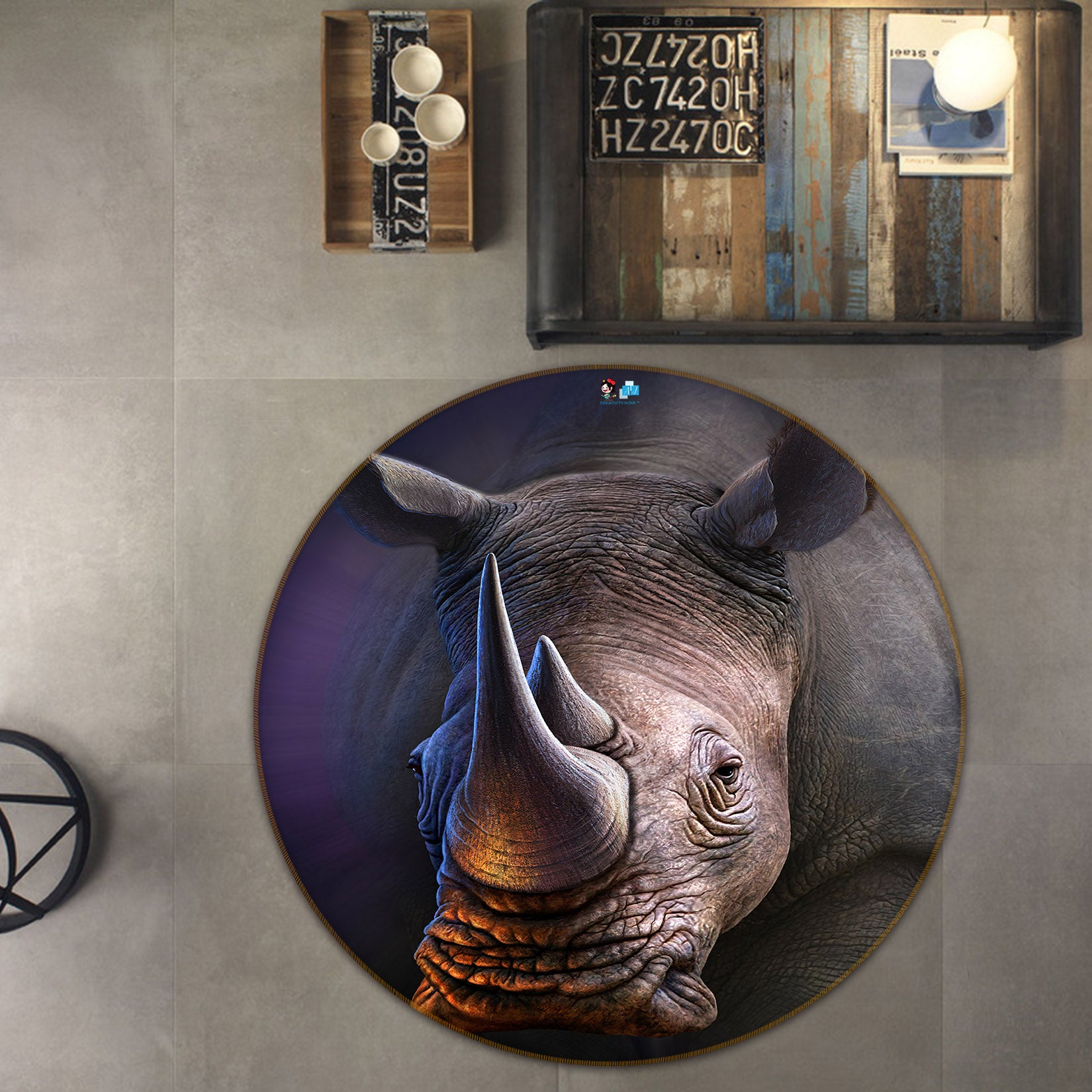 3D Rhino 85154 Jerry LoFaro Rug Round Non Slip Rug Mat