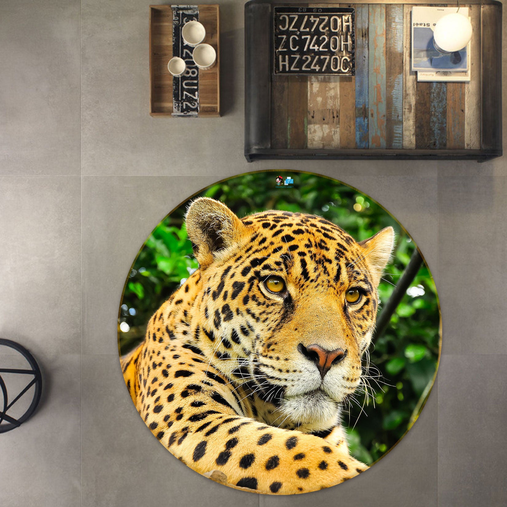 3D Leopard 81169 Round Non Slip Rug Mat