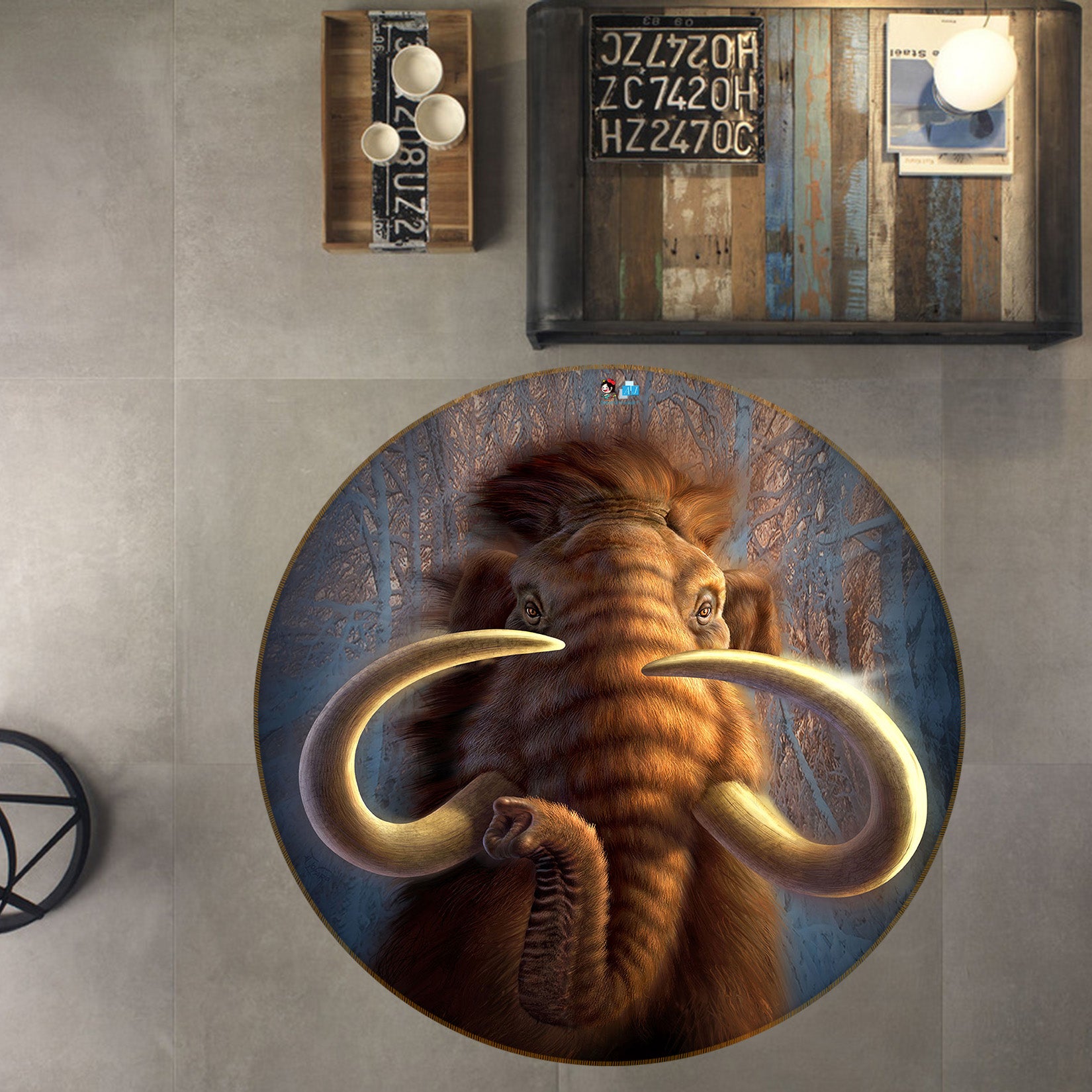 3D Mammoth 83137 Jerry LoFaro Rug Round Non Slip Rug Mat
