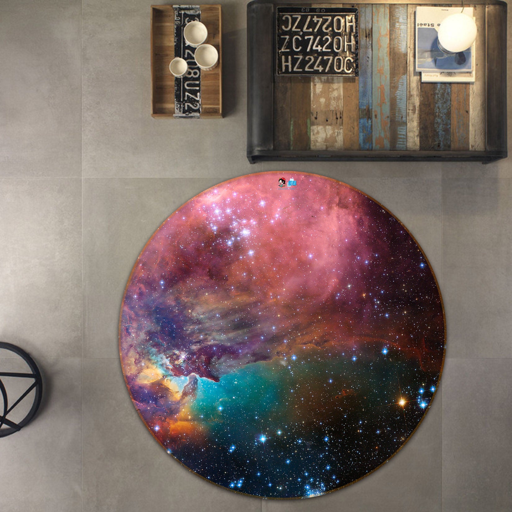 3D Starry Sky 81030 Round Non Slip Rug Mat