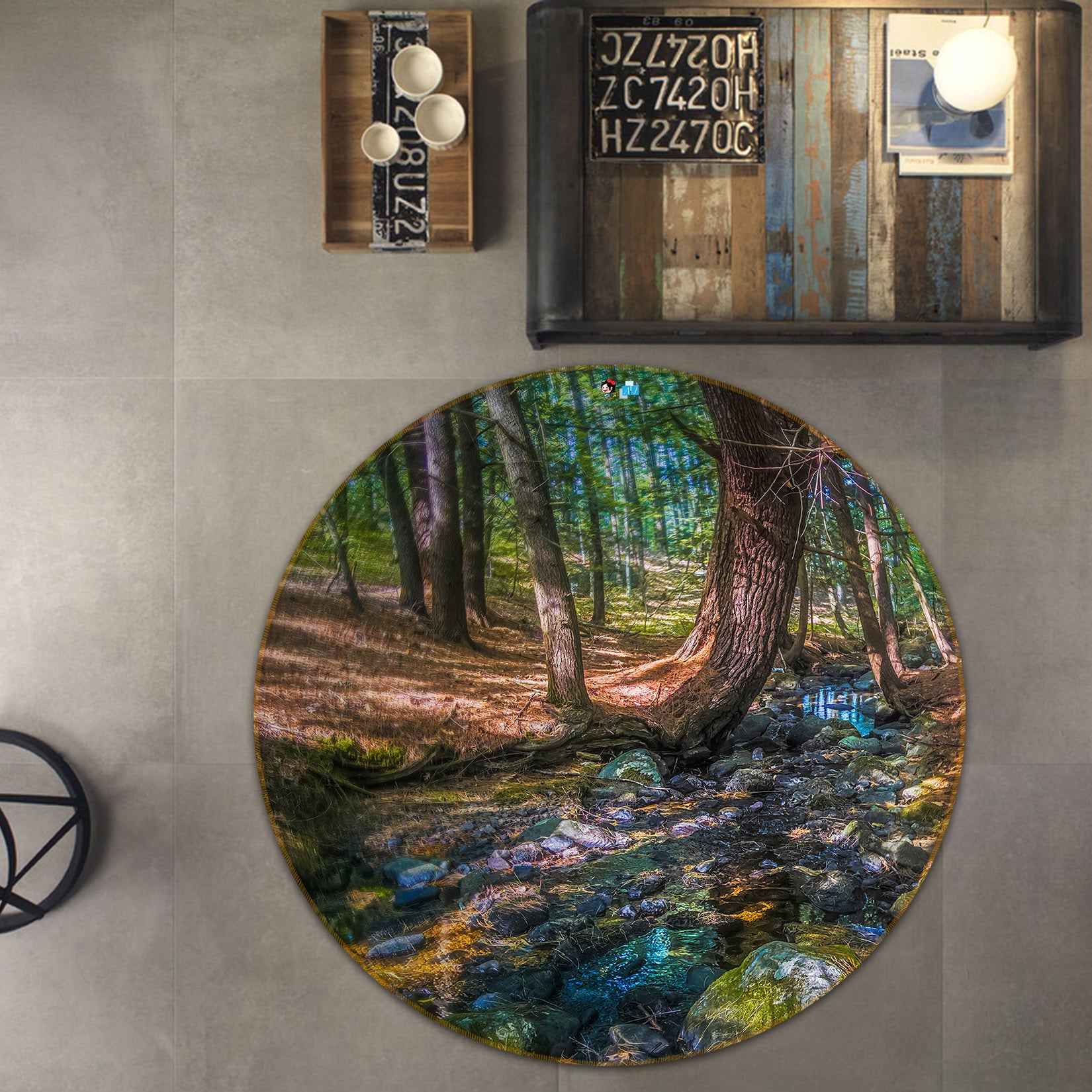 3D Parrish Woods 85111 Jerry LoFaro Rug Round Non Slip Rug Mat