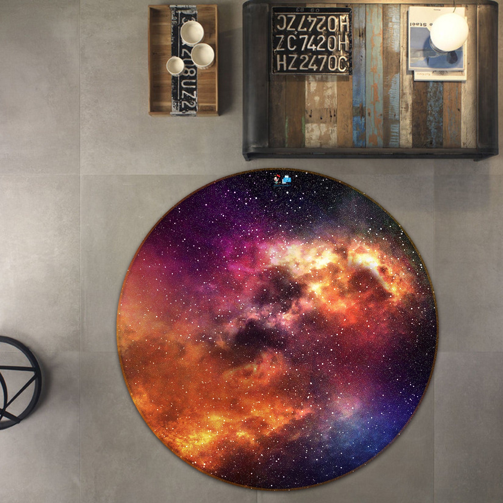 3D Color Starry Sky 81037 Round Non Slip Rug Mat