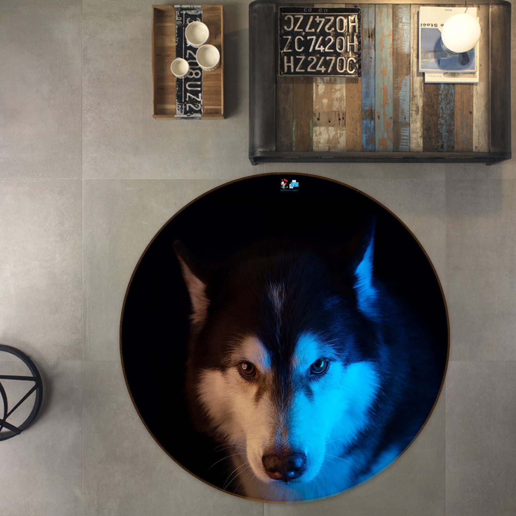 3D Husky 81160 Round Non Slip Rug Mat