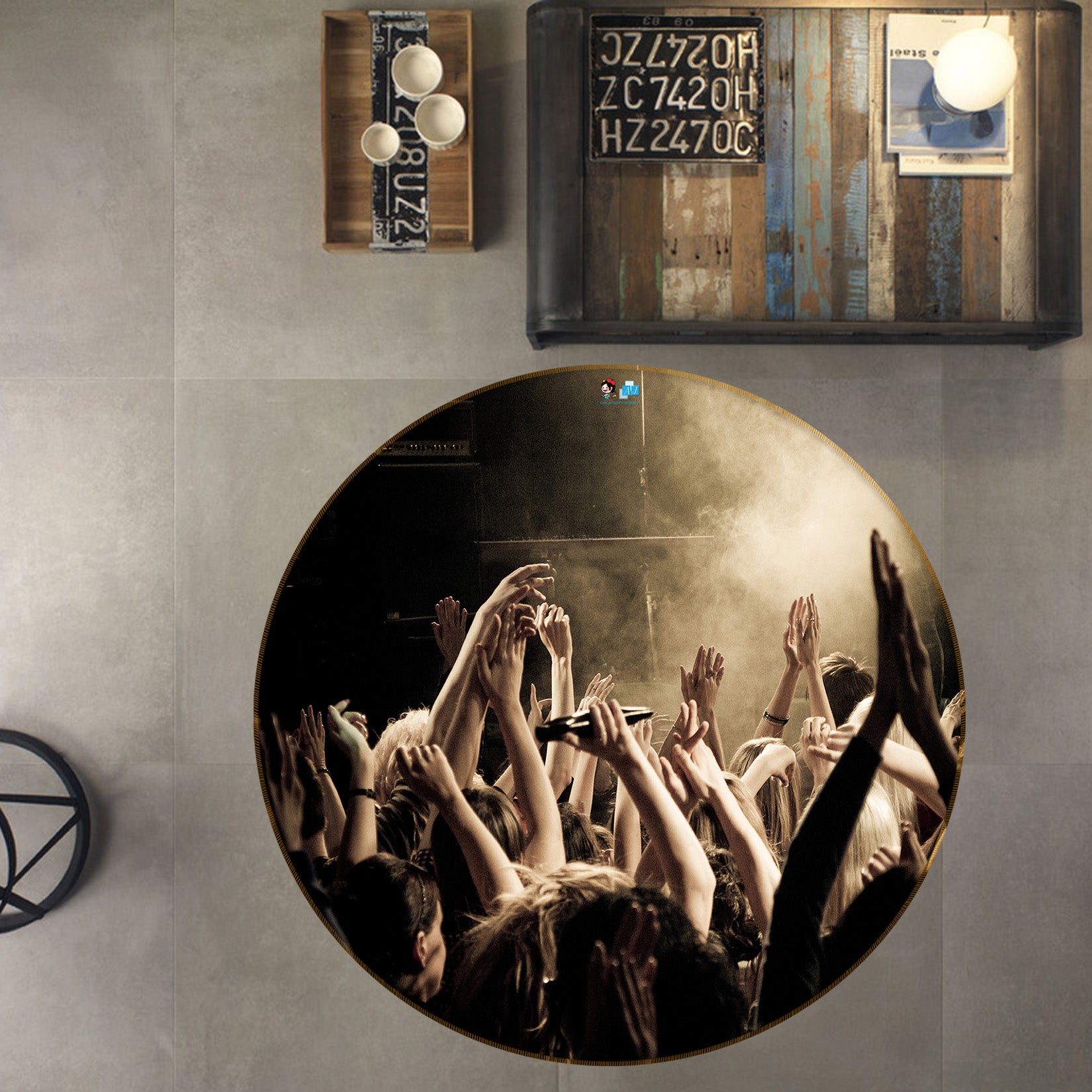 3D Waving At The Concert 74093 Round Non Slip Rug Mat