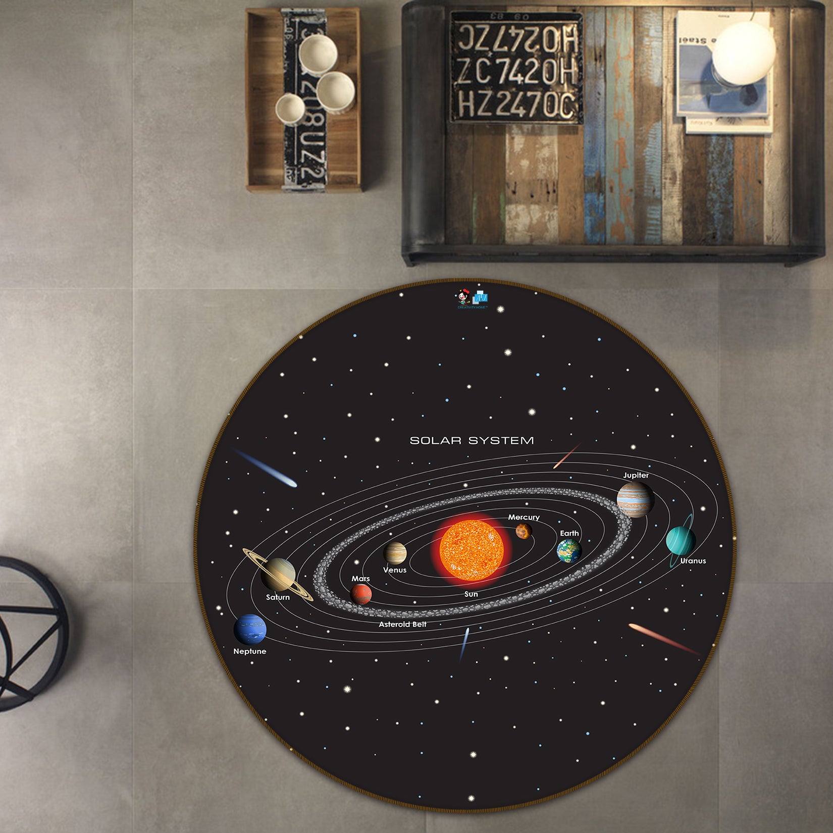 3D Planet 72132 Round Non Slip Rug Mat