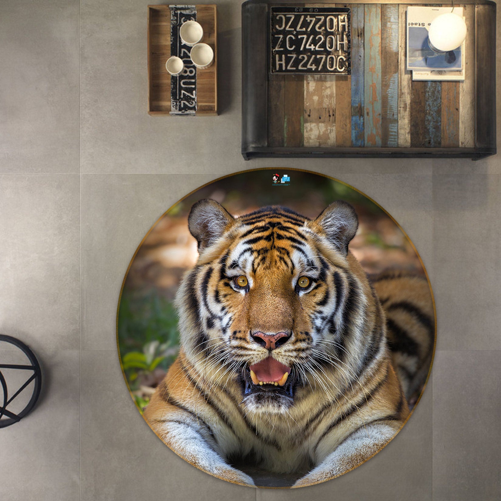 3D Tiger 81233 Round Non Slip Rug Mat