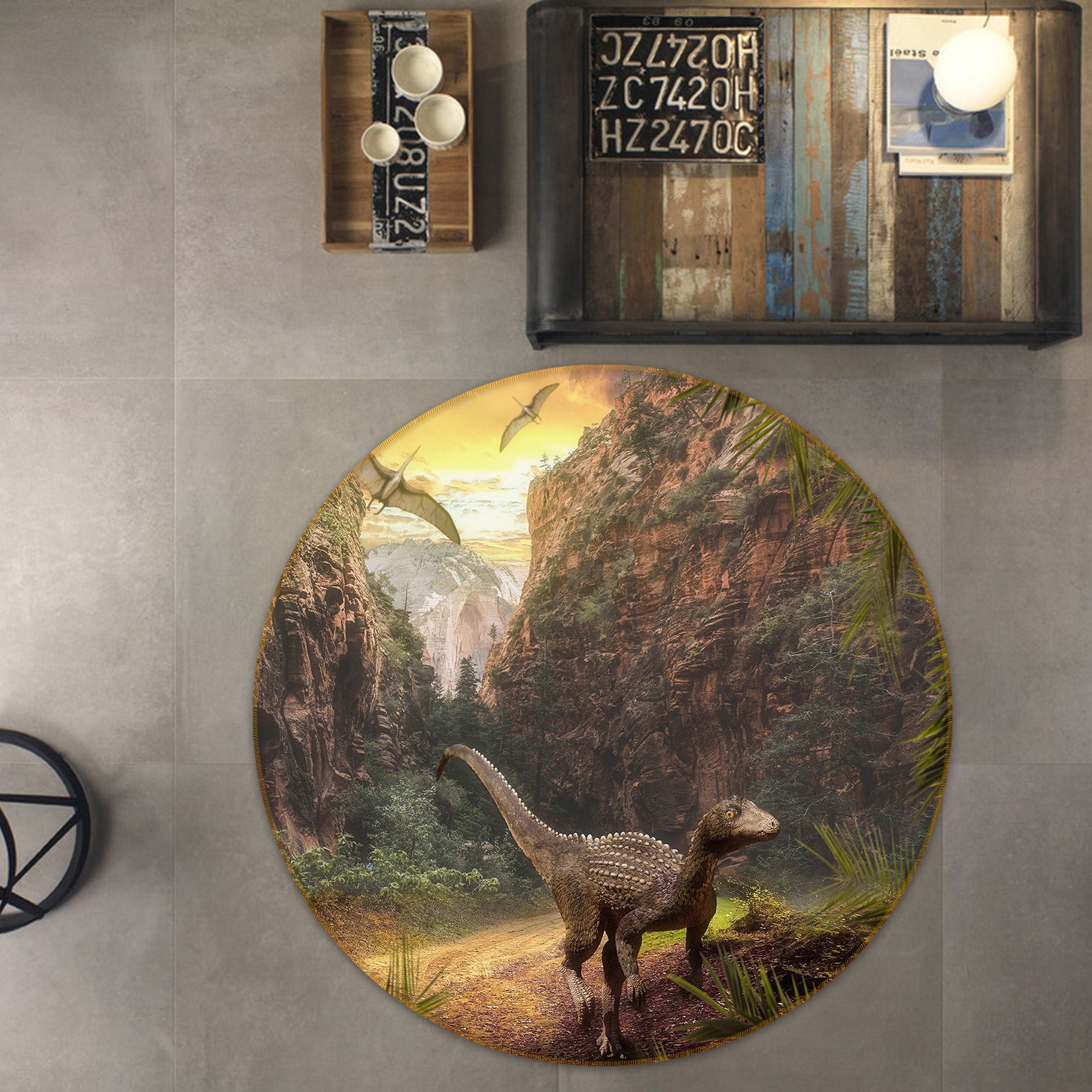 3D Dinosaur 82020 Animal Round Non Slip Rug Mat
