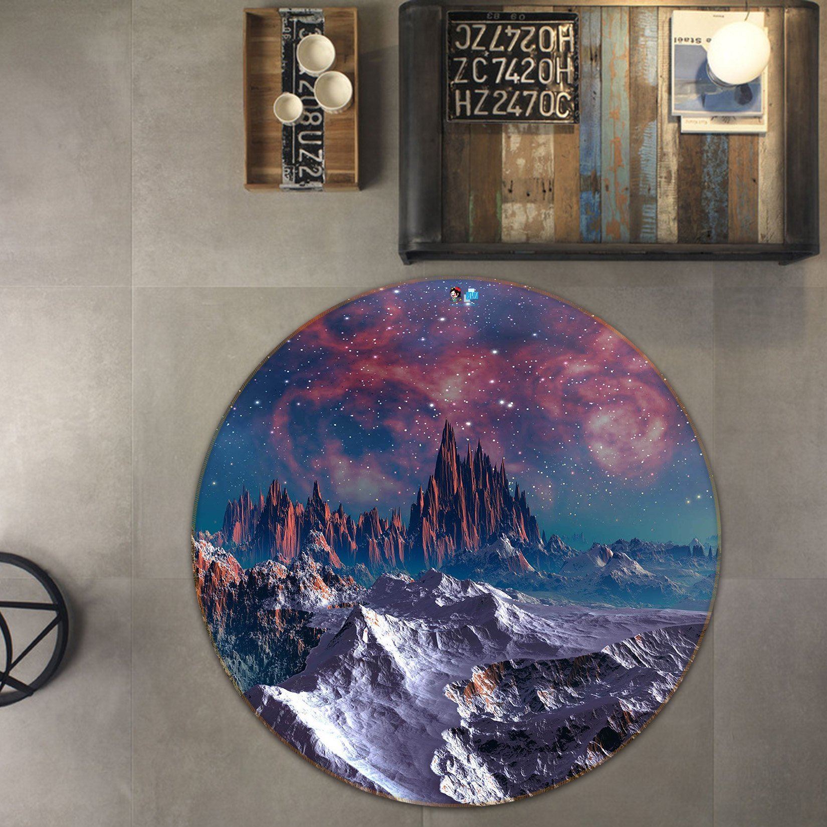 3D Exoplanet Scenery 83 Round Non Slip Rug Mat Mat AJ Creativity Home 