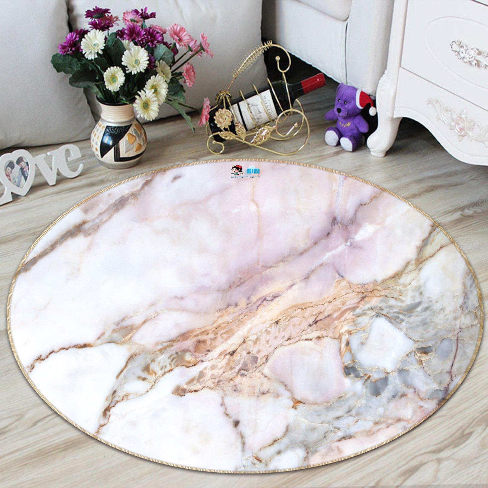 3D Pink Curve 108 Round Non Slip Rug Mat Mat AJ Creativity Home 