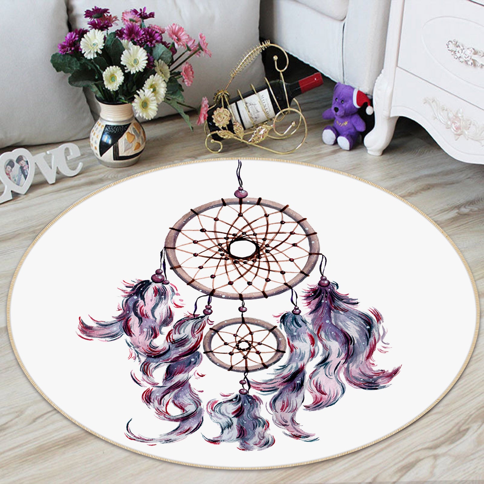 3D Dreamcatcher 29014 Round Non Slip Rug Mat