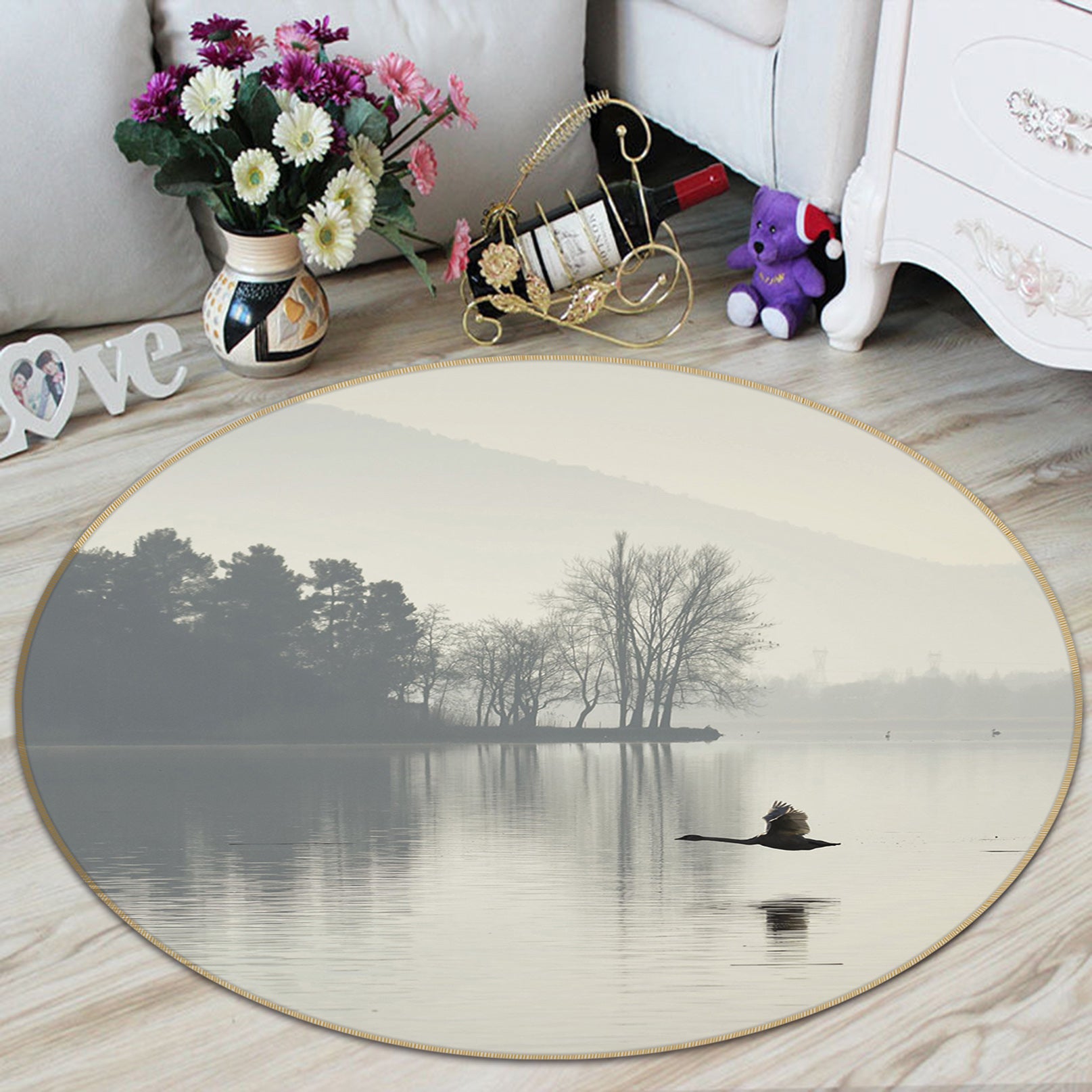 3D Lake 82277 Animal Round Non Slip Rug Mat