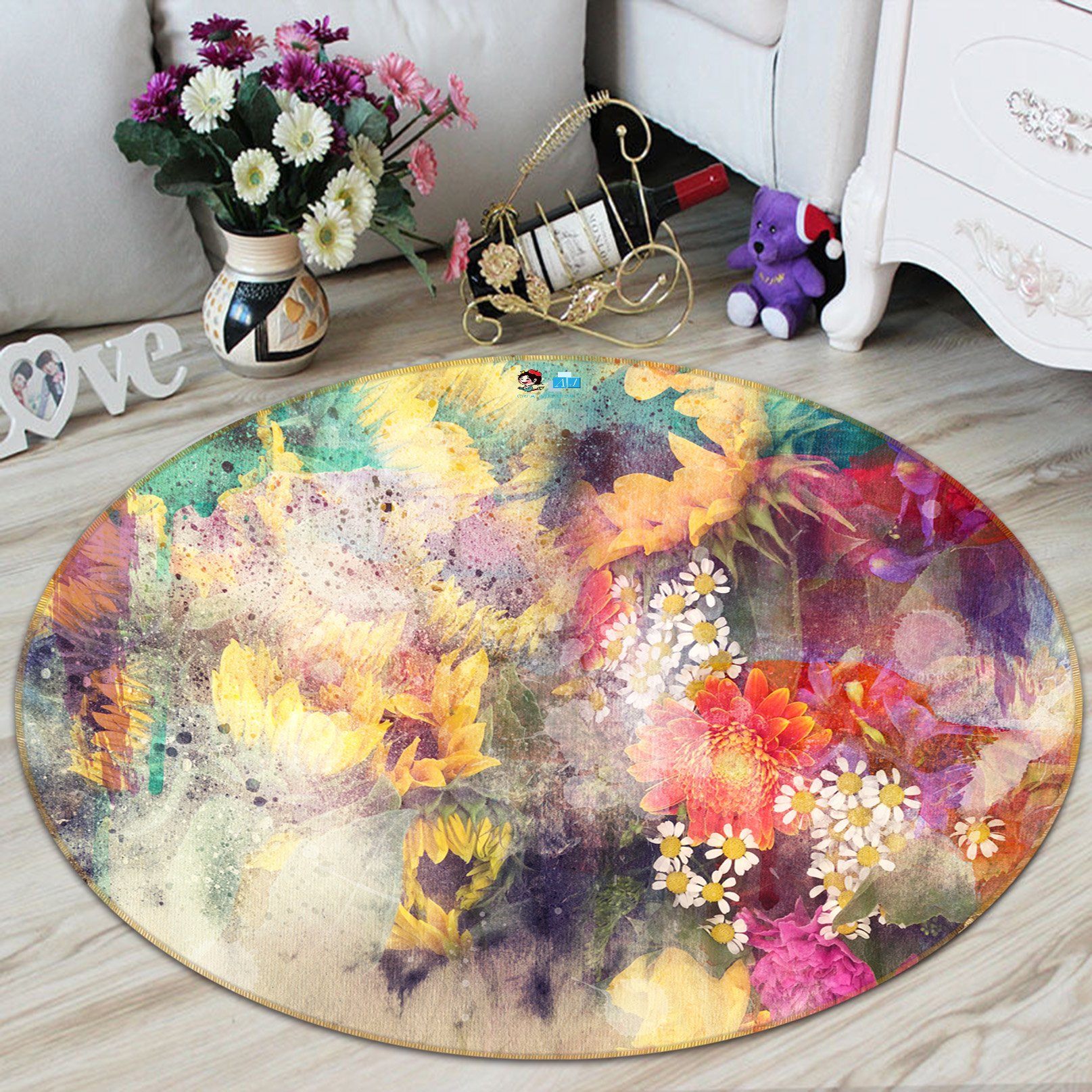 3D Colorful Flowers 3815 Round Non Slip Rug Mat Mat AJ Creativity Home 