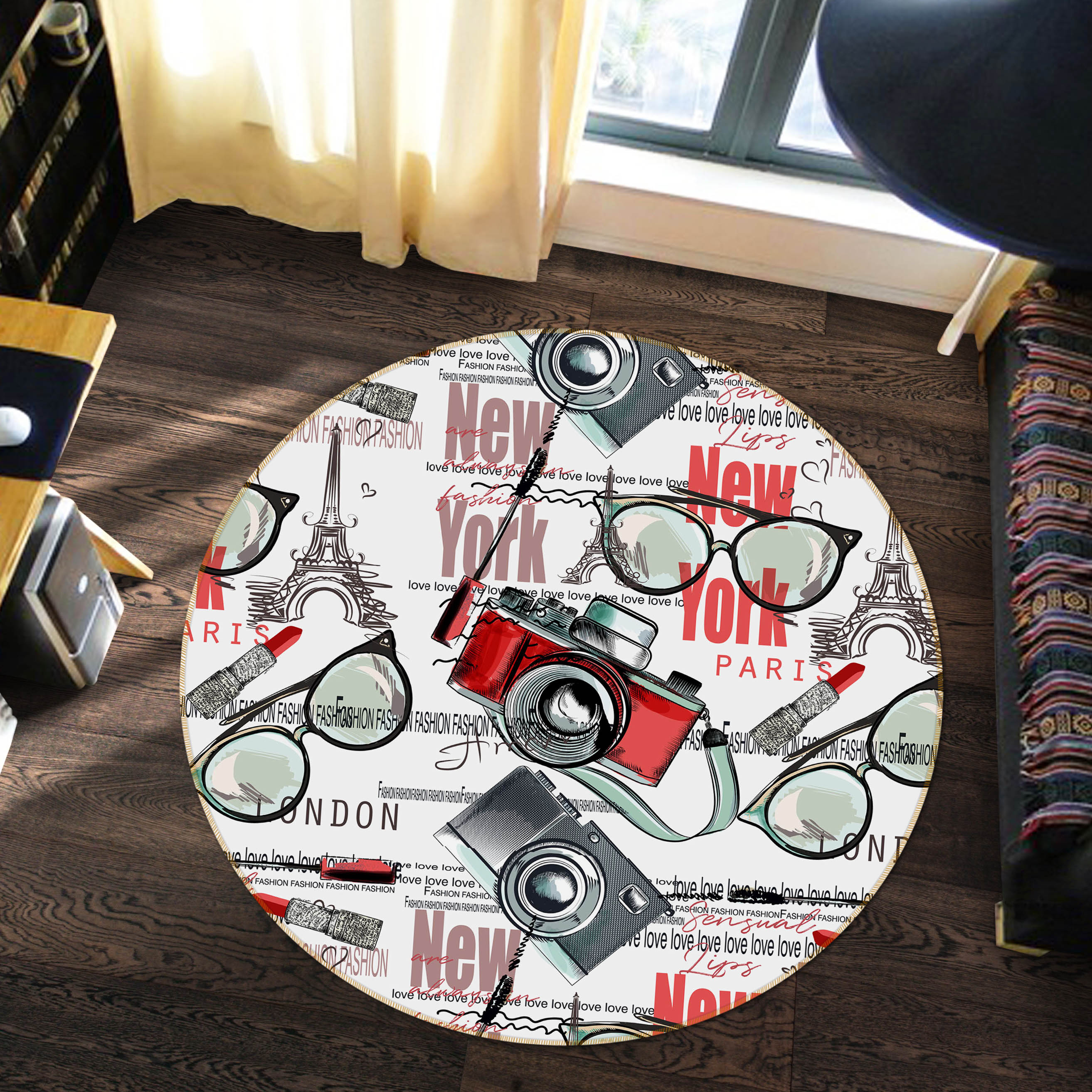 3D Glasses Camera 29044 Round Non Slip Rug Mat