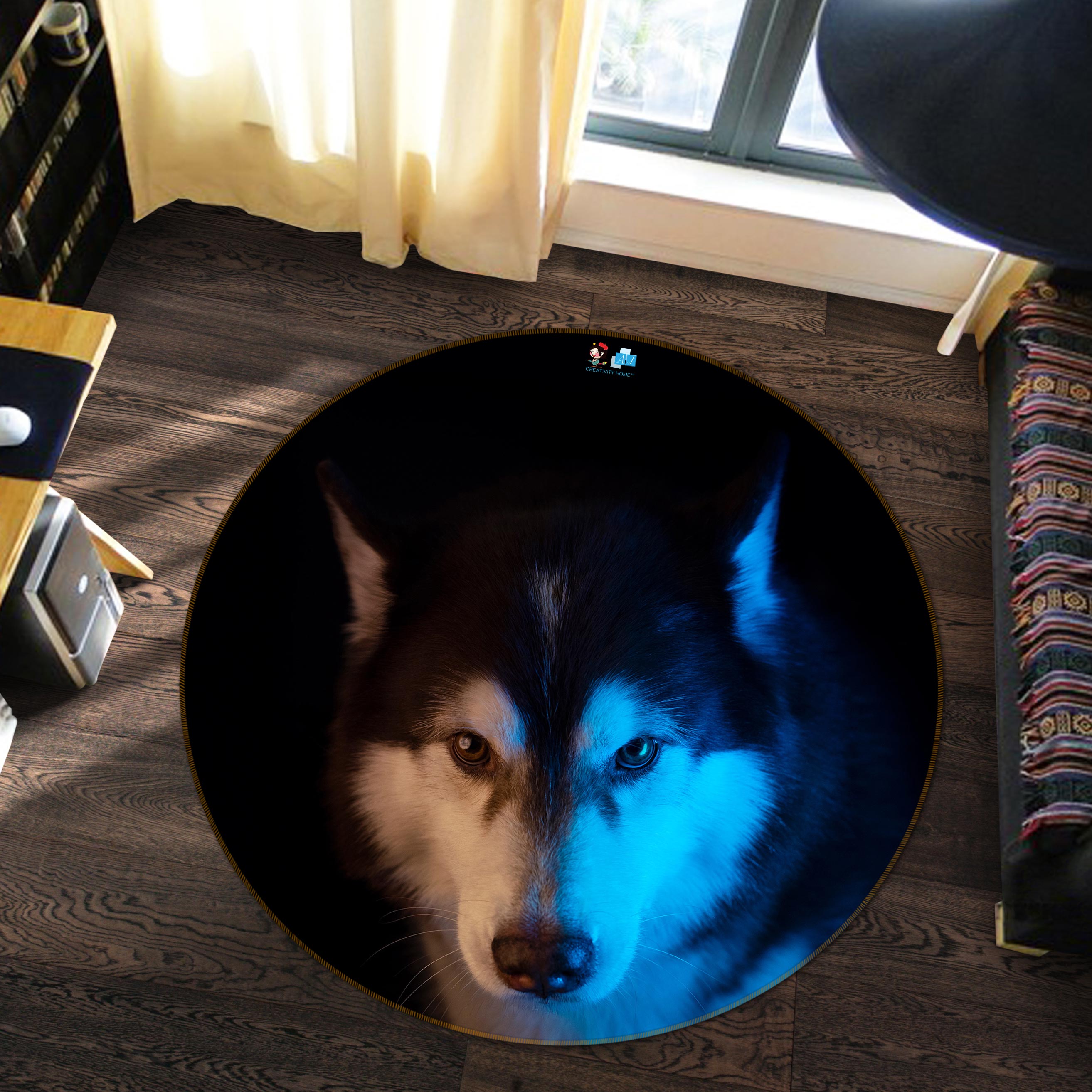 3D Husky 81160 Round Non Slip Rug Mat