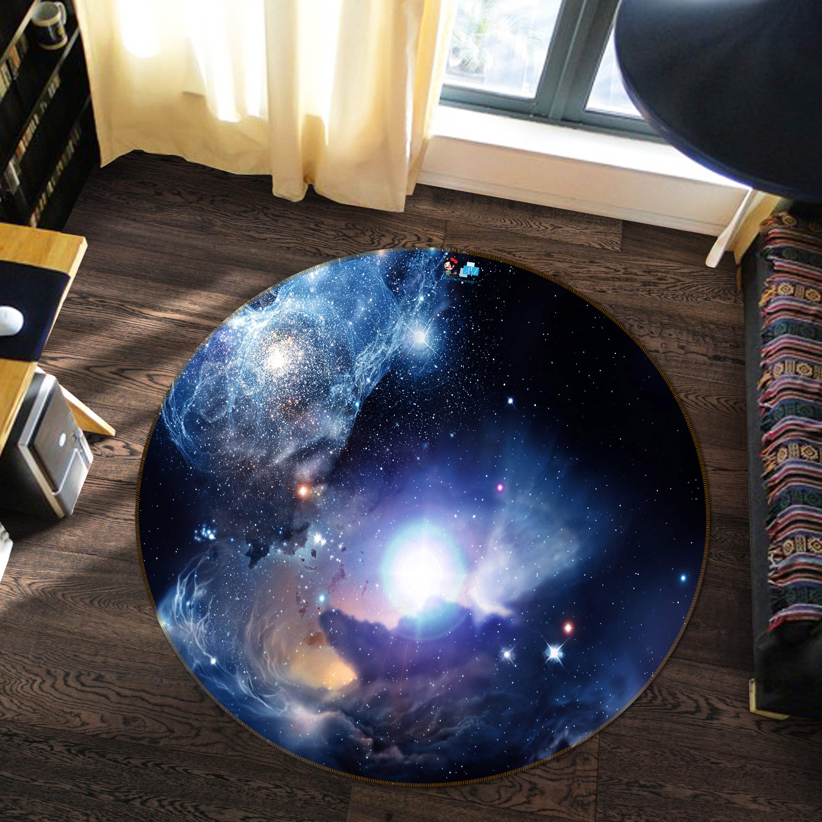 3D Space Starry Sky 72296 Round Non Slip Rug Mat