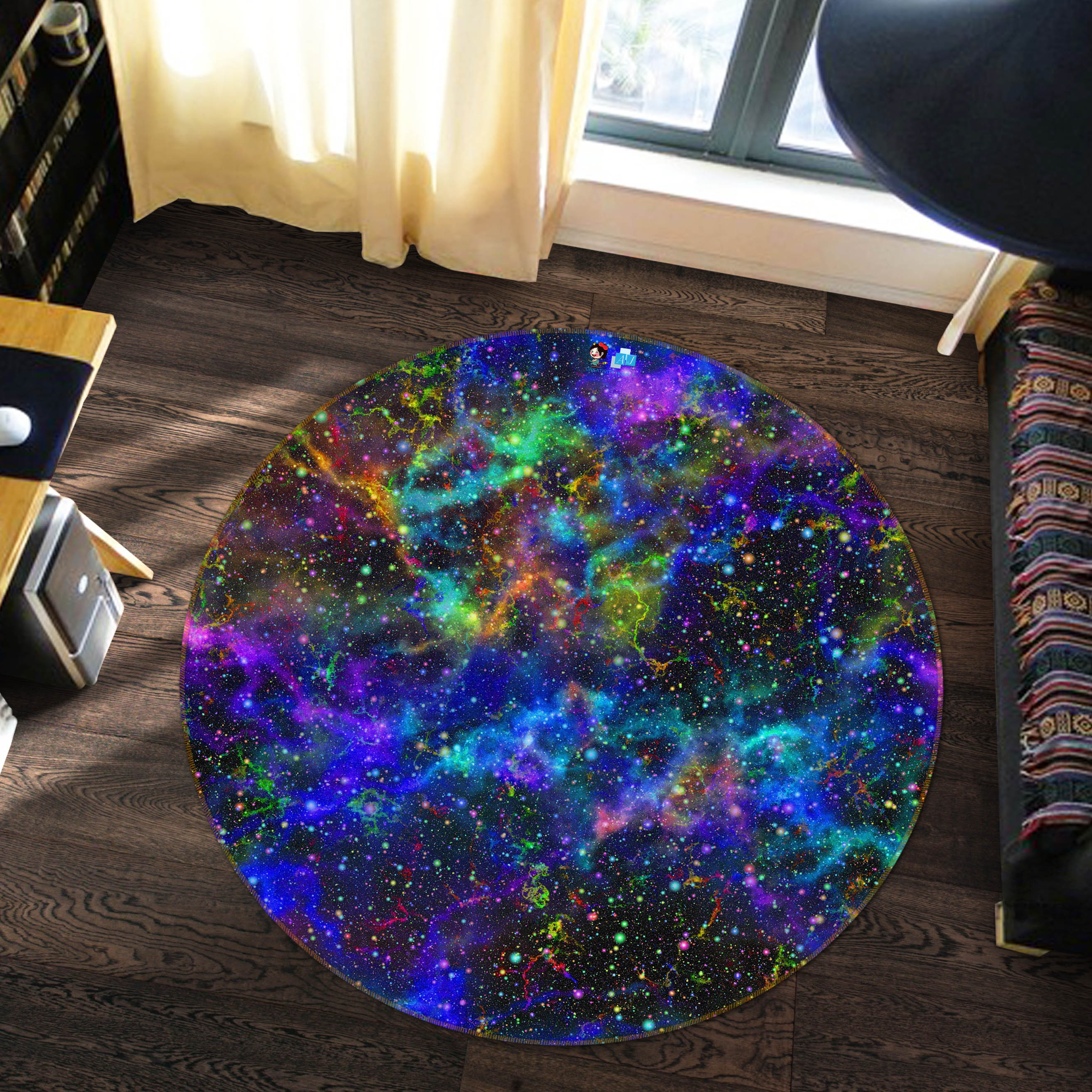 3D Colorful Starry Sky 69227 Round Non Slip Rug Mat
