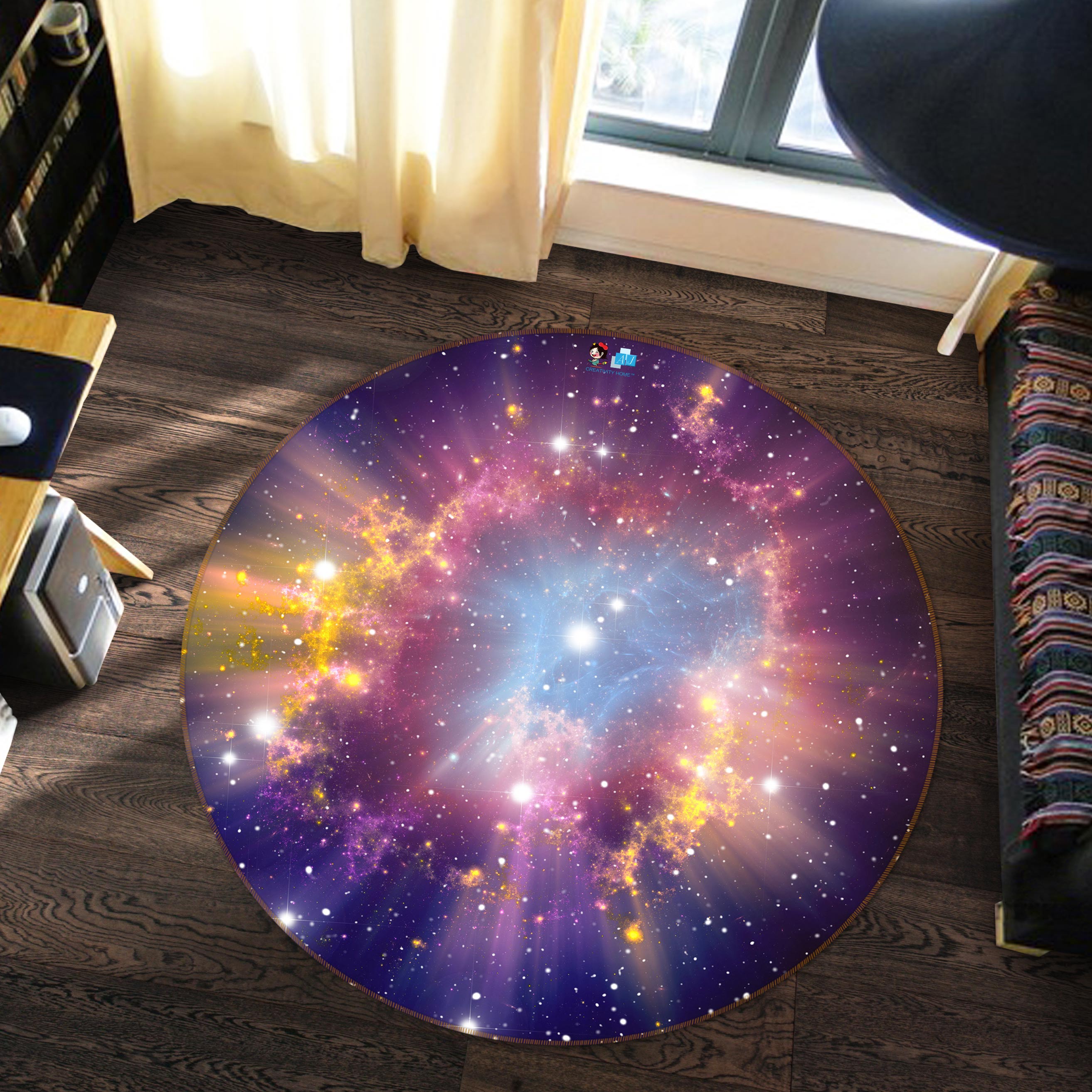 3D Color Starry Sky 80246 Round Non Slip Rug Mat
