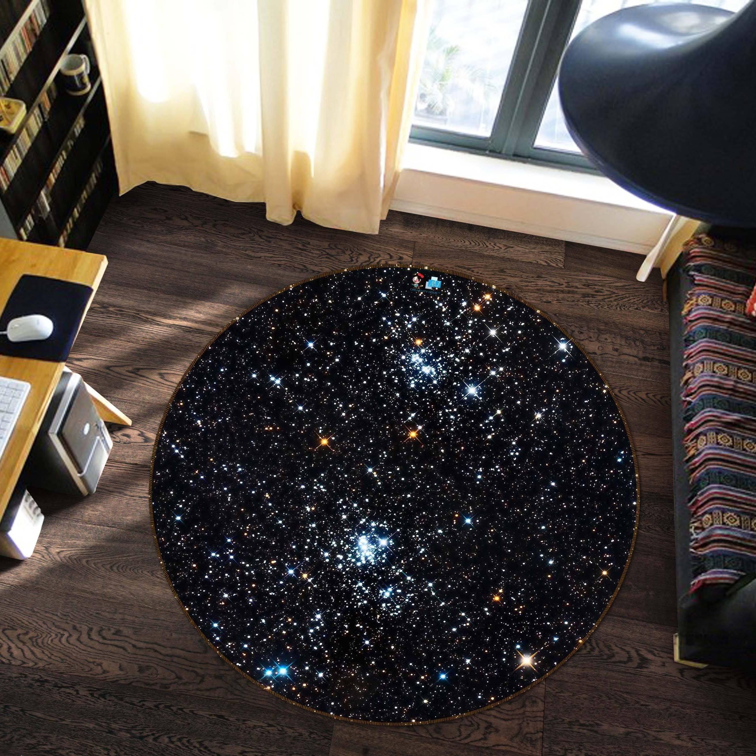 3D Sparkling Stars 113 Round Non Slip Rug Mat Mat AJ Creativity Home 