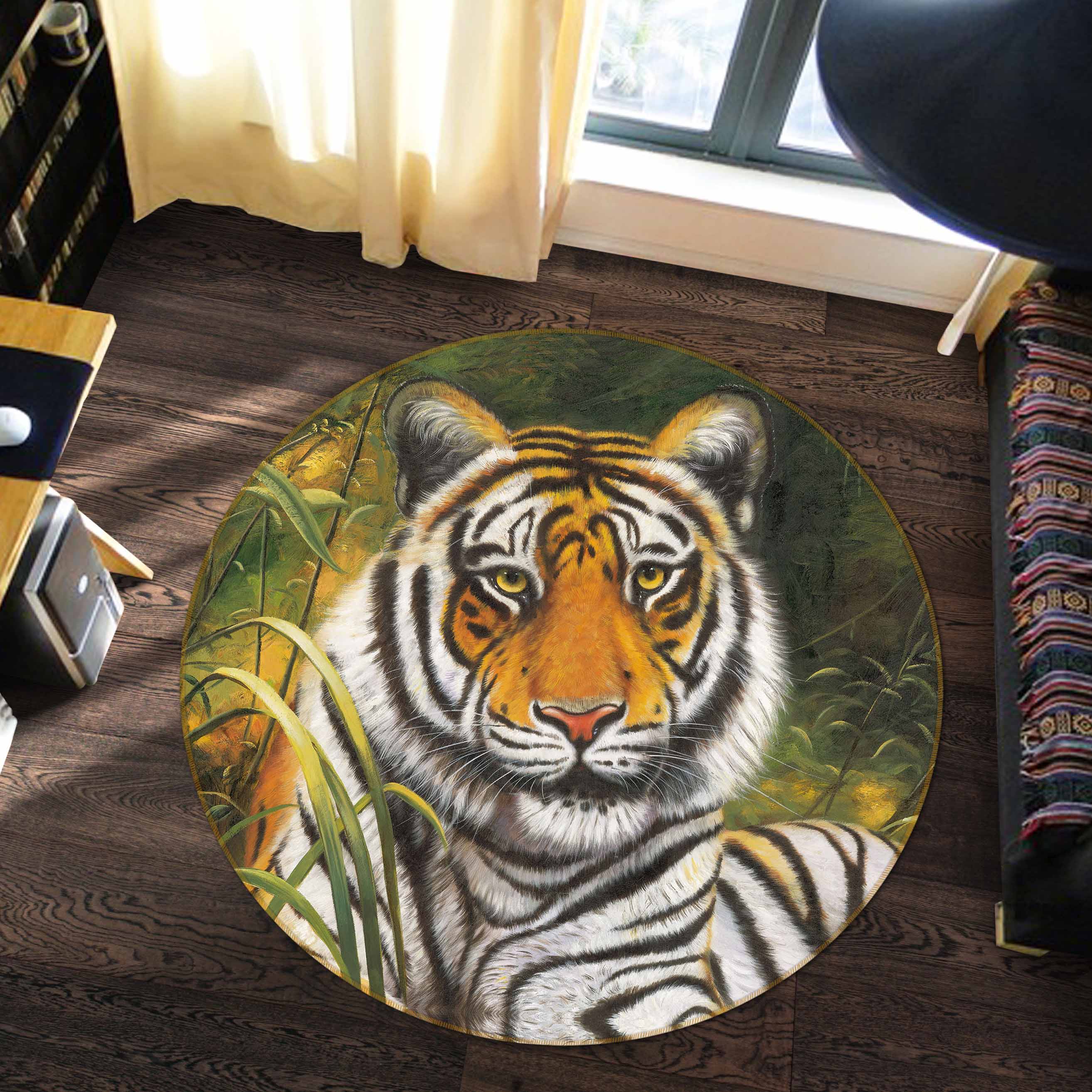 3D Tiger 38069 Animal Round Non Slip Rug Mat