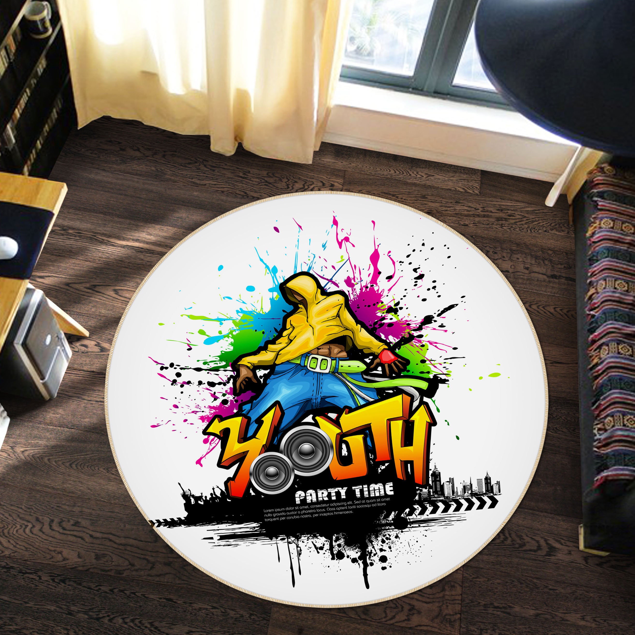 3D Color Boy 29004 Round Non Slip Rug Mat