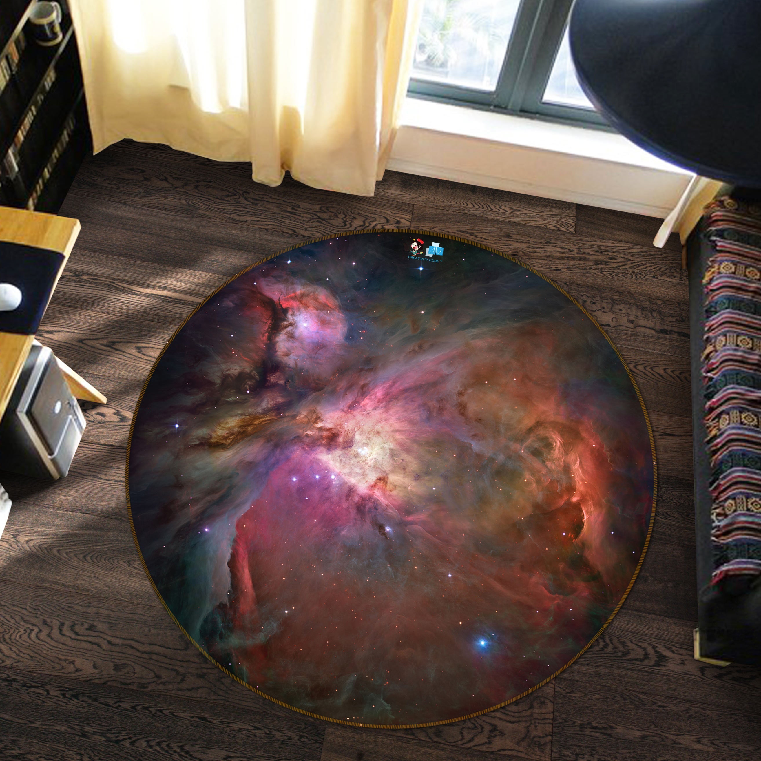 3D Color Starry Sky 72294 Round Non Slip Rug Mat