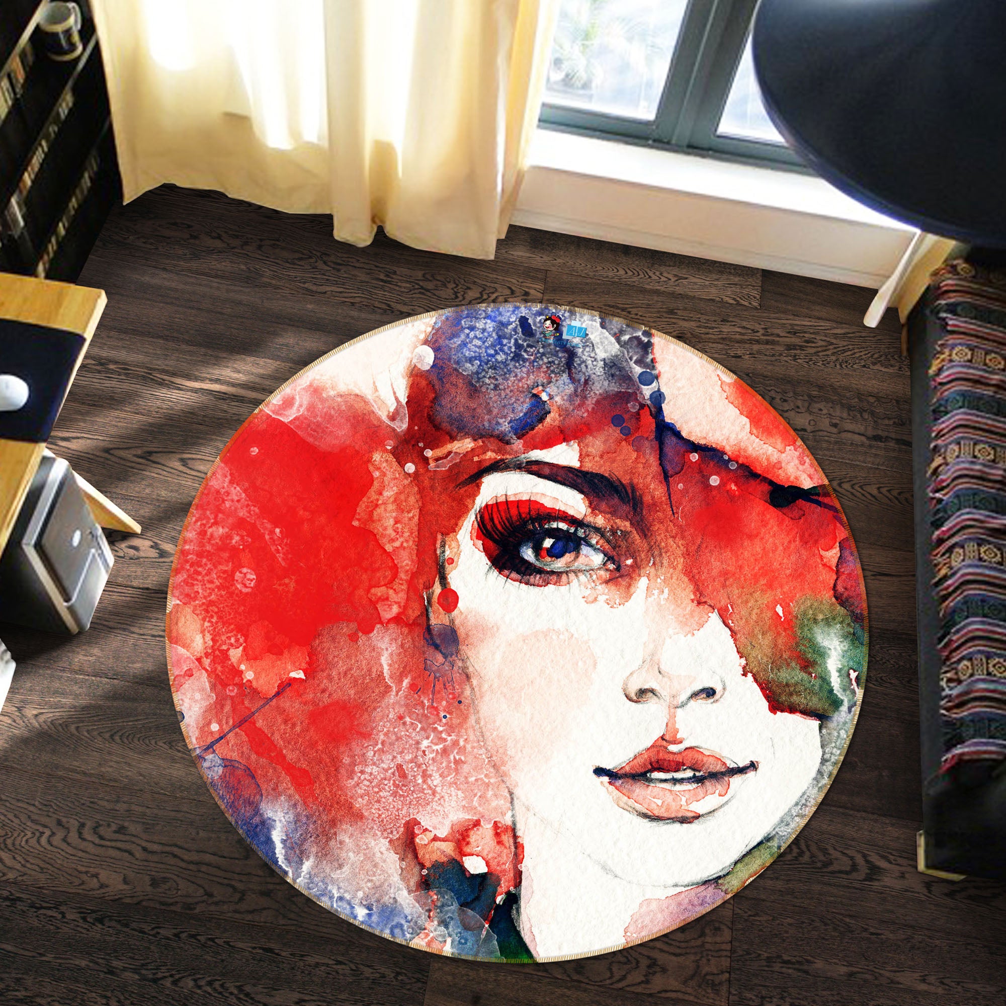 3D Nice Female 66185 Round Non Slip Rug Mat