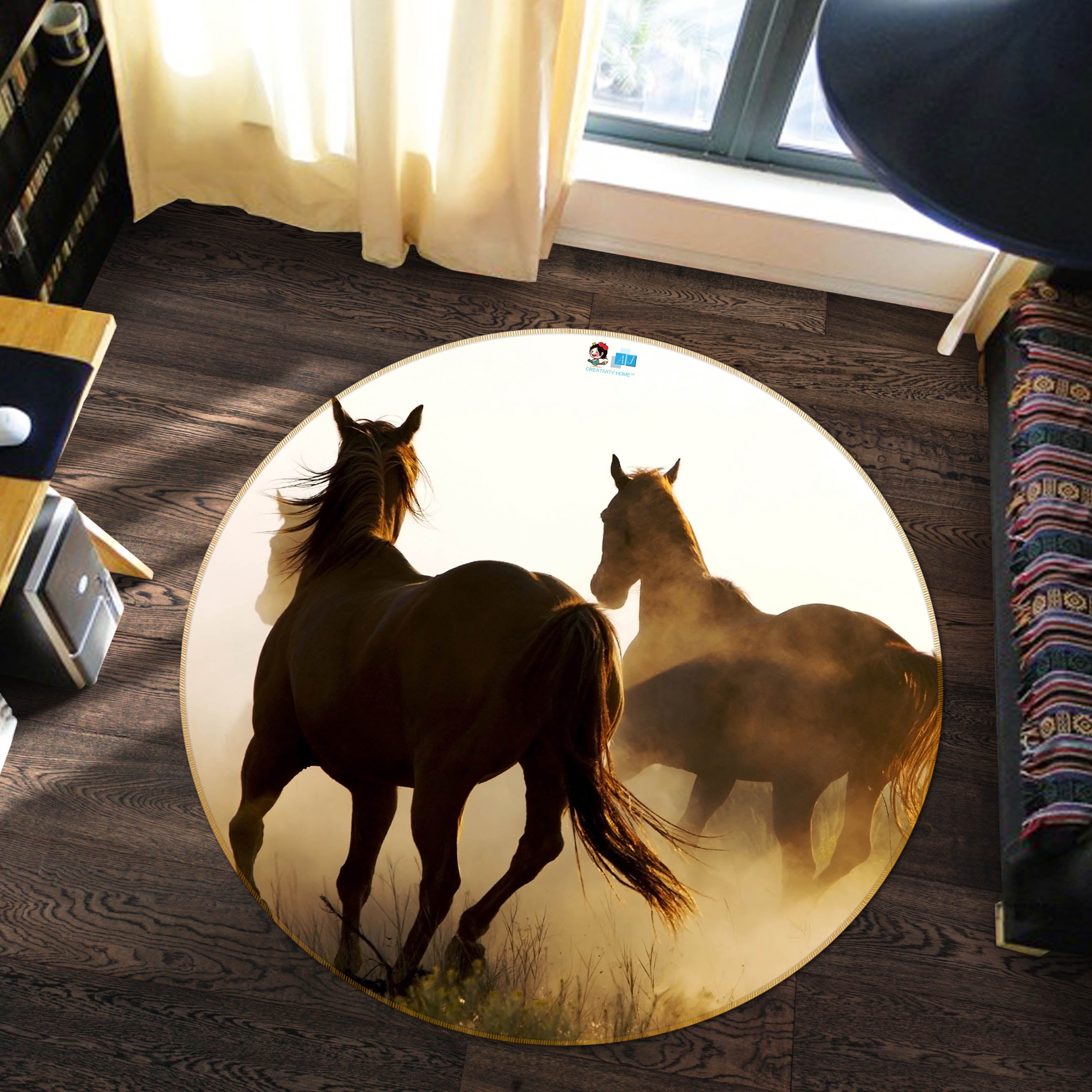 3D Horse 72050 Round Non Slip Rug Mat