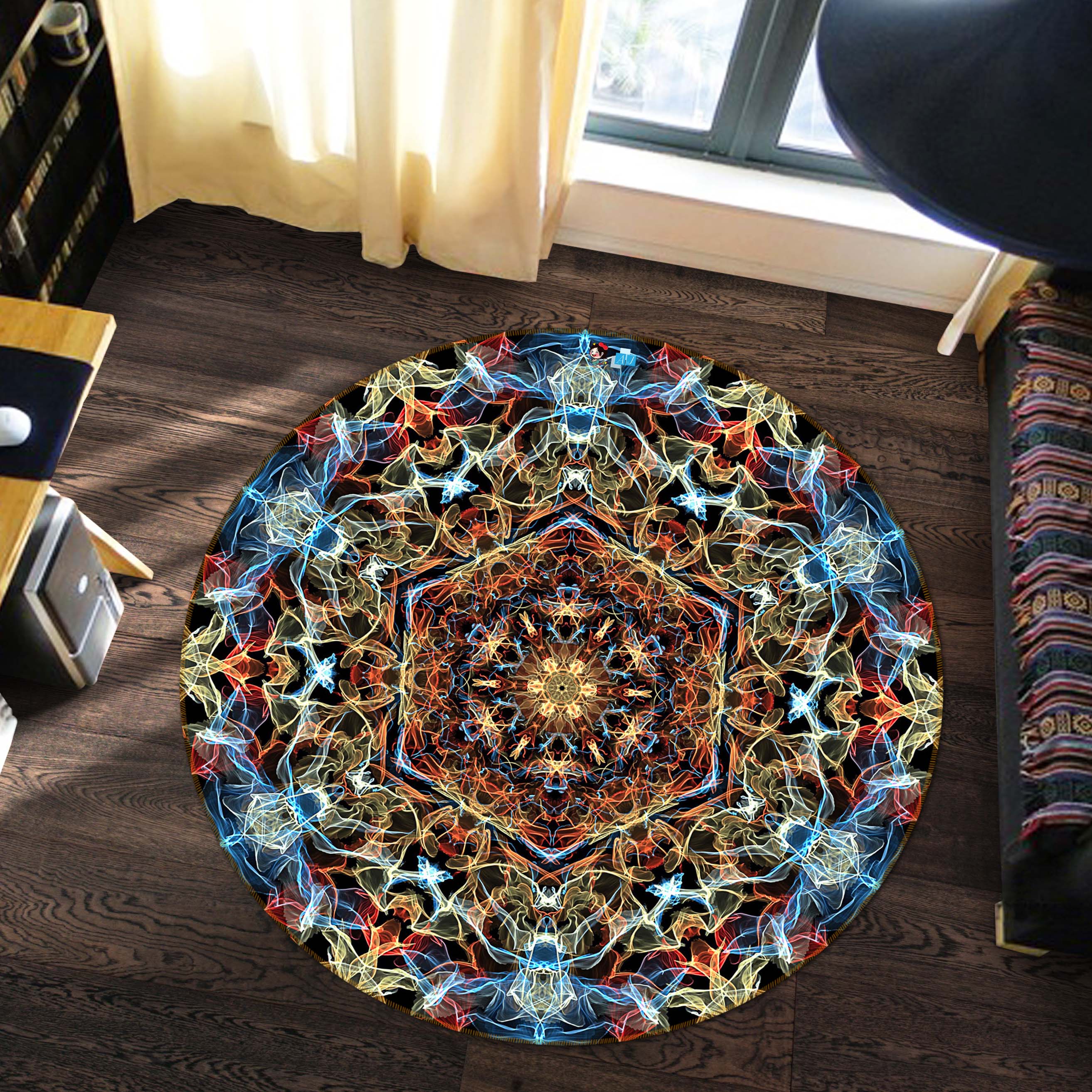 3D Pattern Totem 74276 Round Non Slip Rug Mat