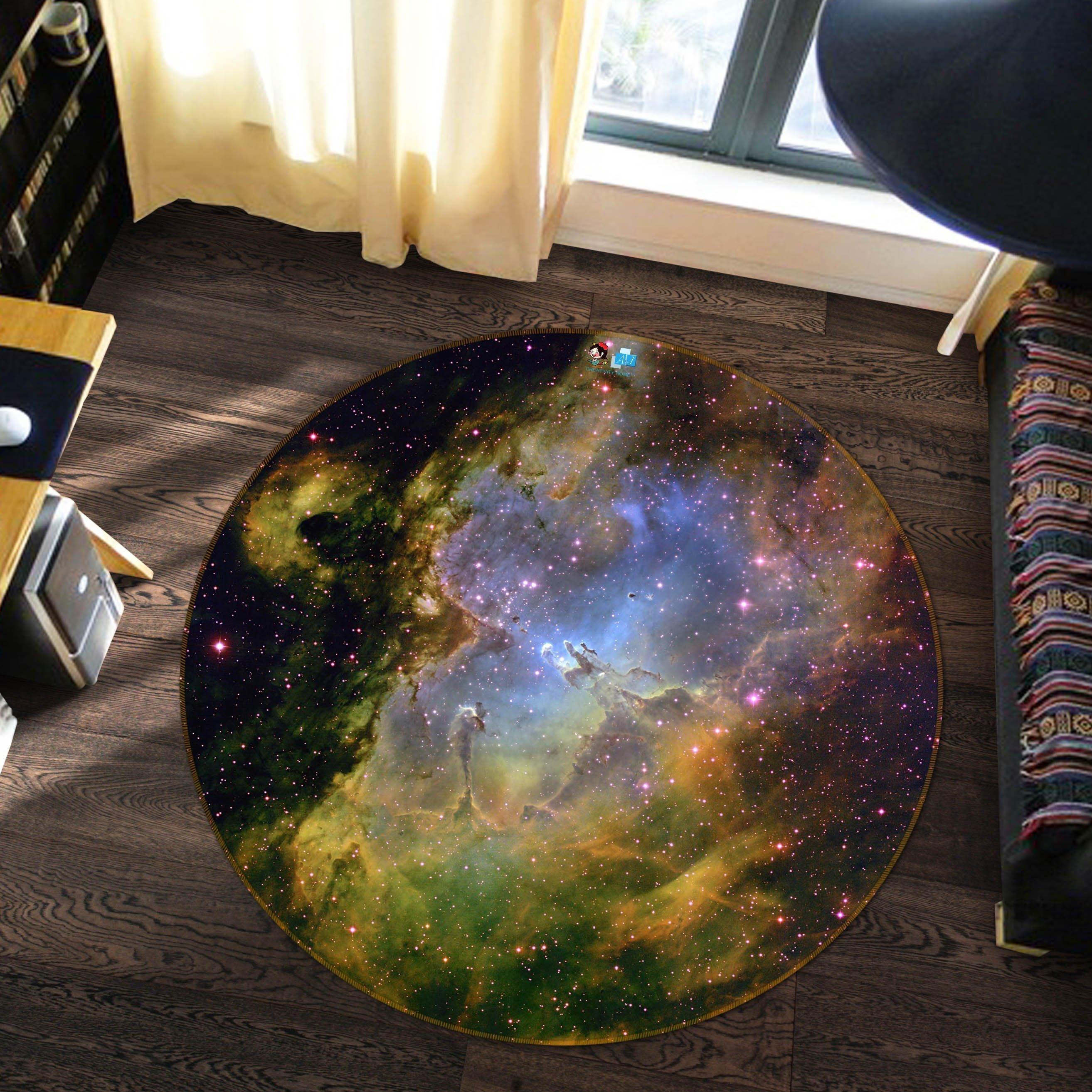 3D Cloudy Nebula 6 Round Non Slip Rug Mat Mat AJ Creativity Home 