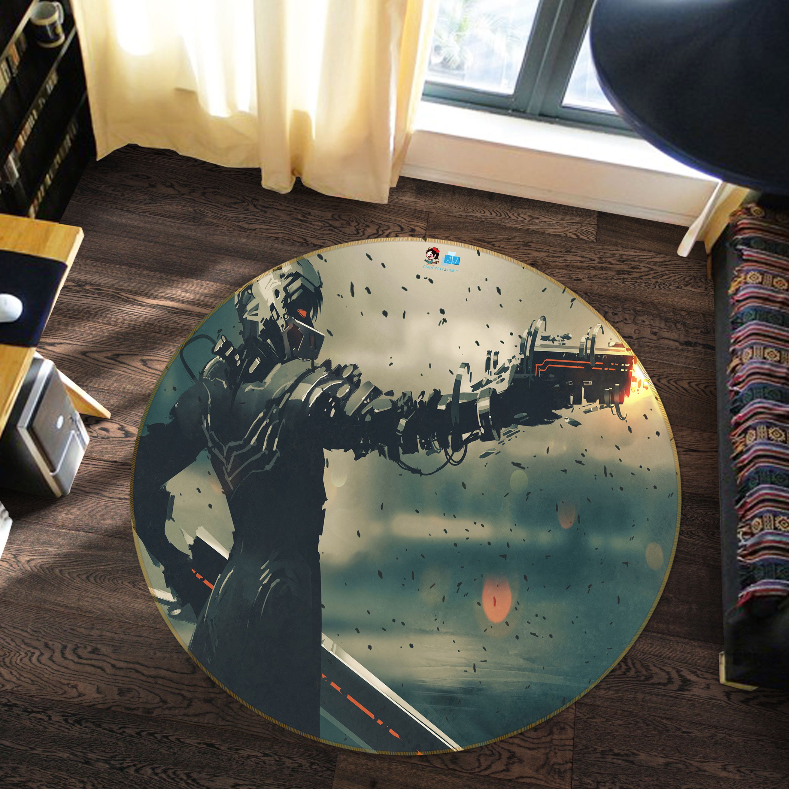3D Science Fiction 80226 Round Non Slip Rug Mat