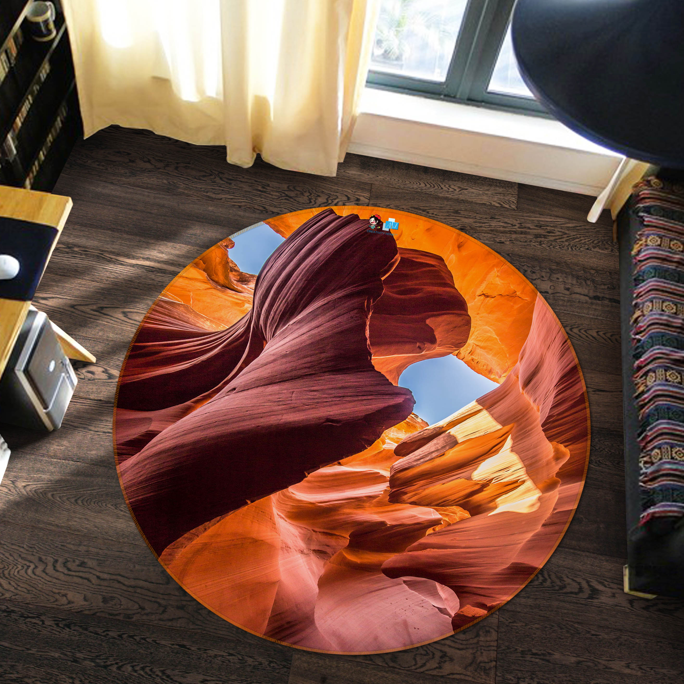 3D Sandstone 69079 Round Non Slip Rug Mat