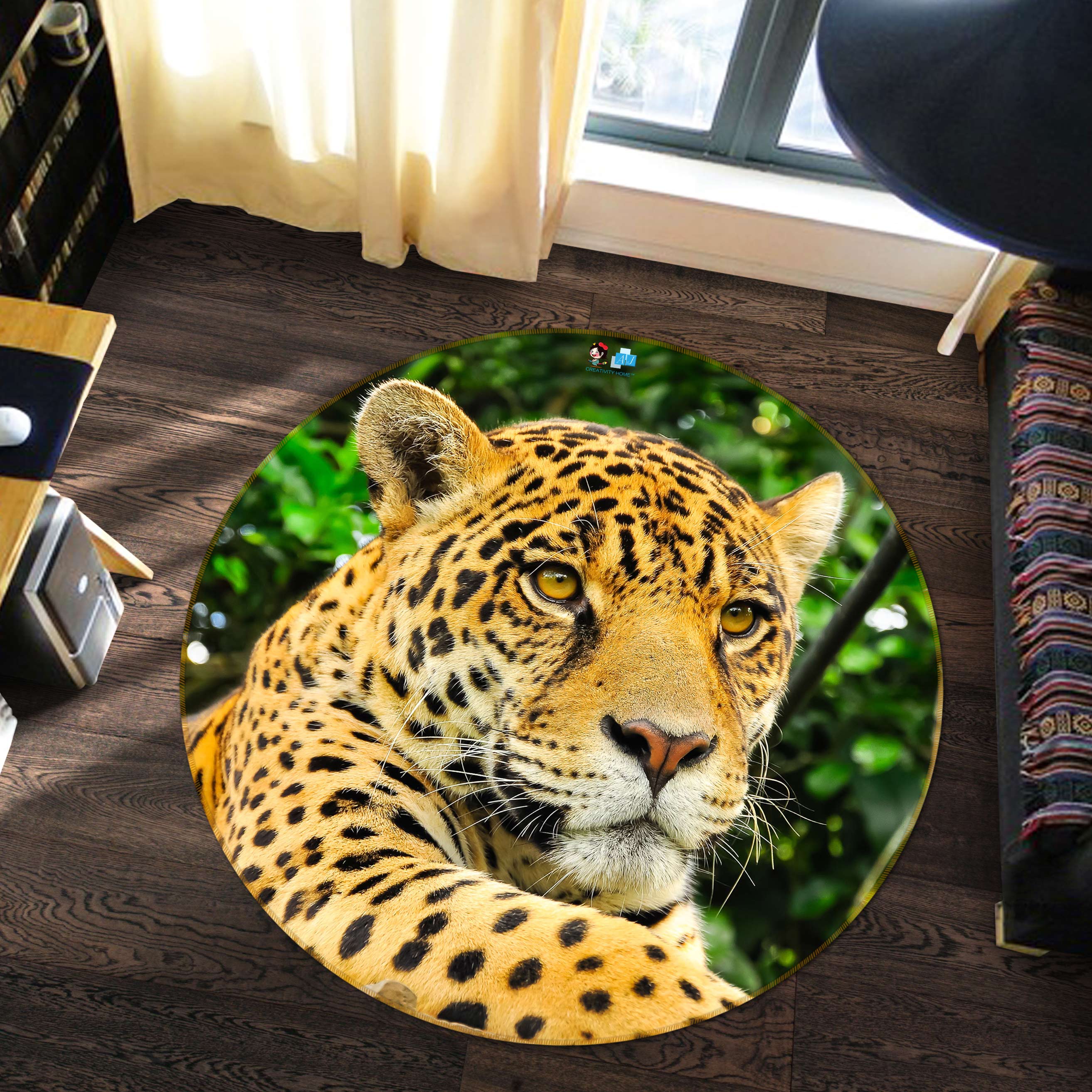 3D Leopard 81169 Round Non Slip Rug Mat